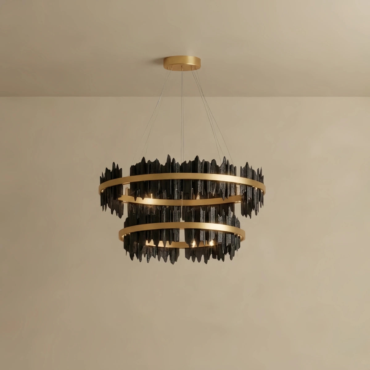 Excelis Dual-Ring Chandelier – Stainless Steel in Jet Black