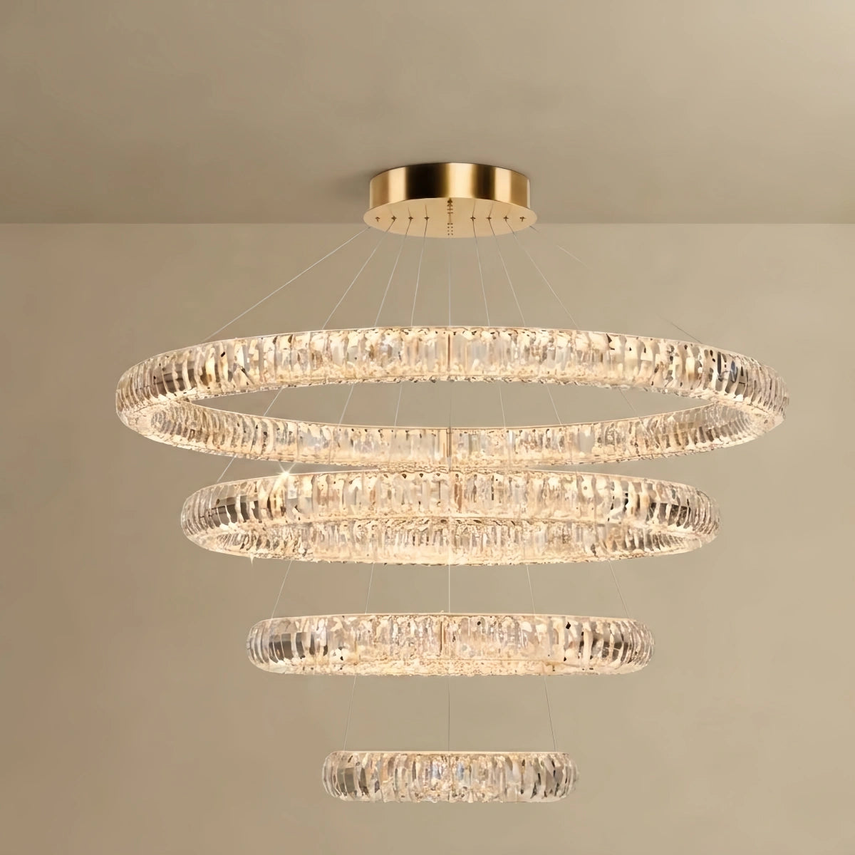 Chandelier – K9 Crystals Gold Finish Celestial Glow
