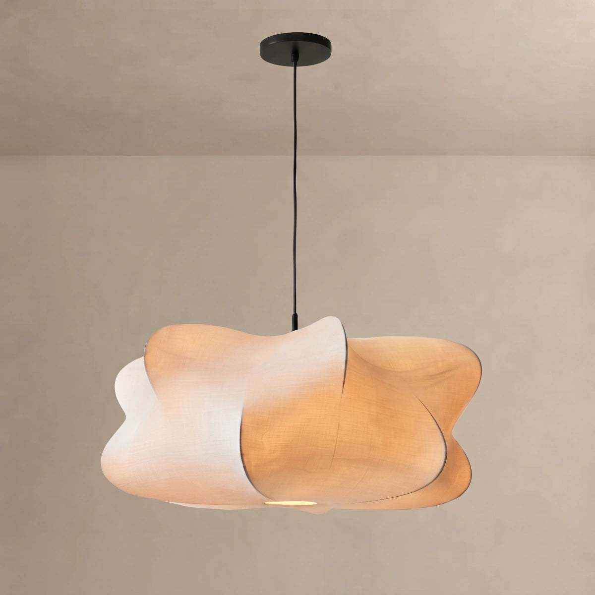 Zenno Japandi Pendant Light – White Silk Crossover Design for Bedroom Dining Room