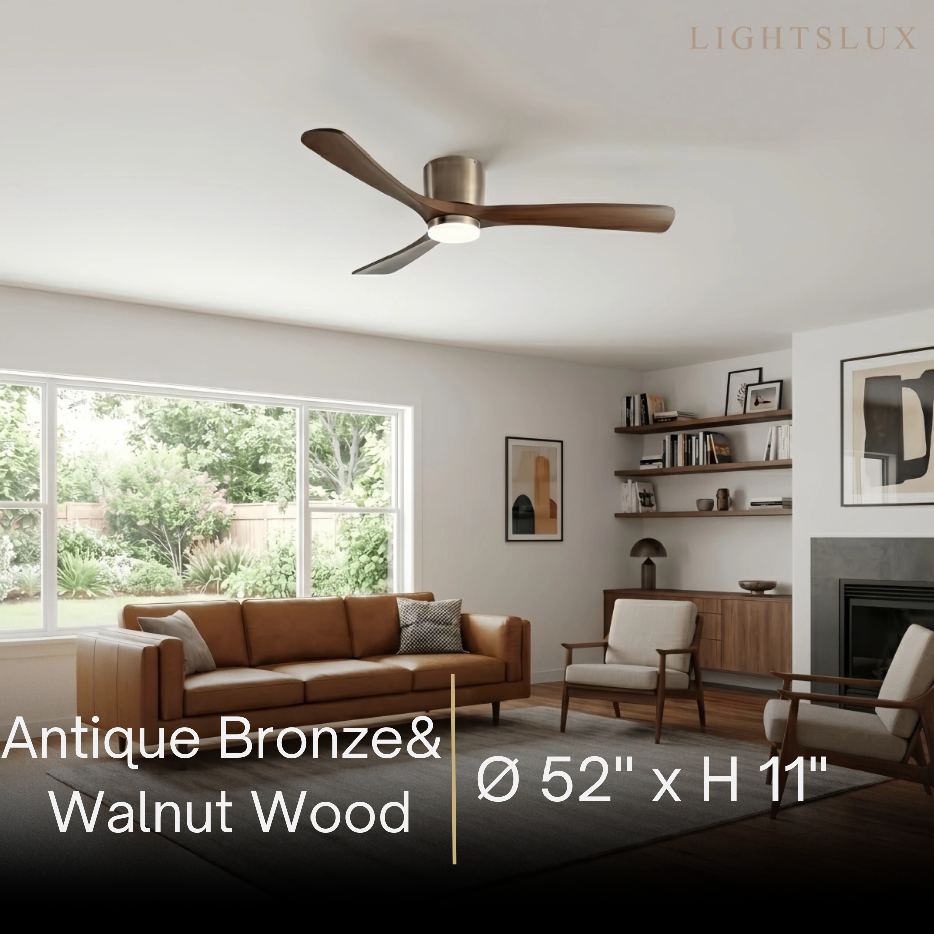 Lunara Nordic Ceiling Fan Light – Wood Clean Lines Quiet Airflow for Living Room/Bedroom