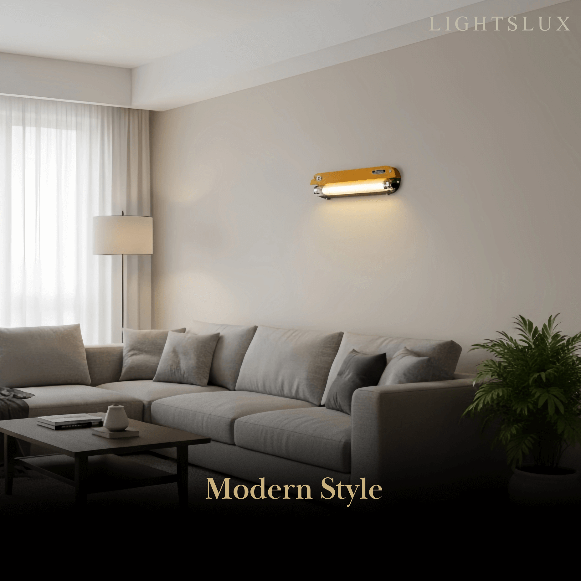 Vintage Industrial Wall Light — Amber Metal Tubular LED