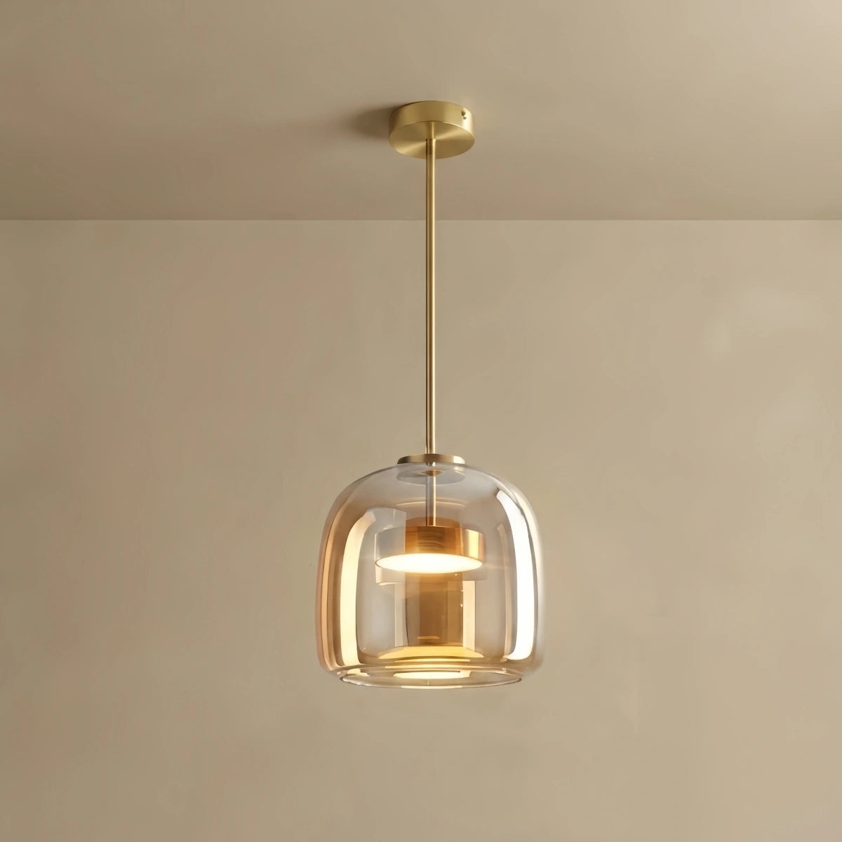 Pendant Lamp — Smoked Glass & Metal Accent for Kitchen Island
