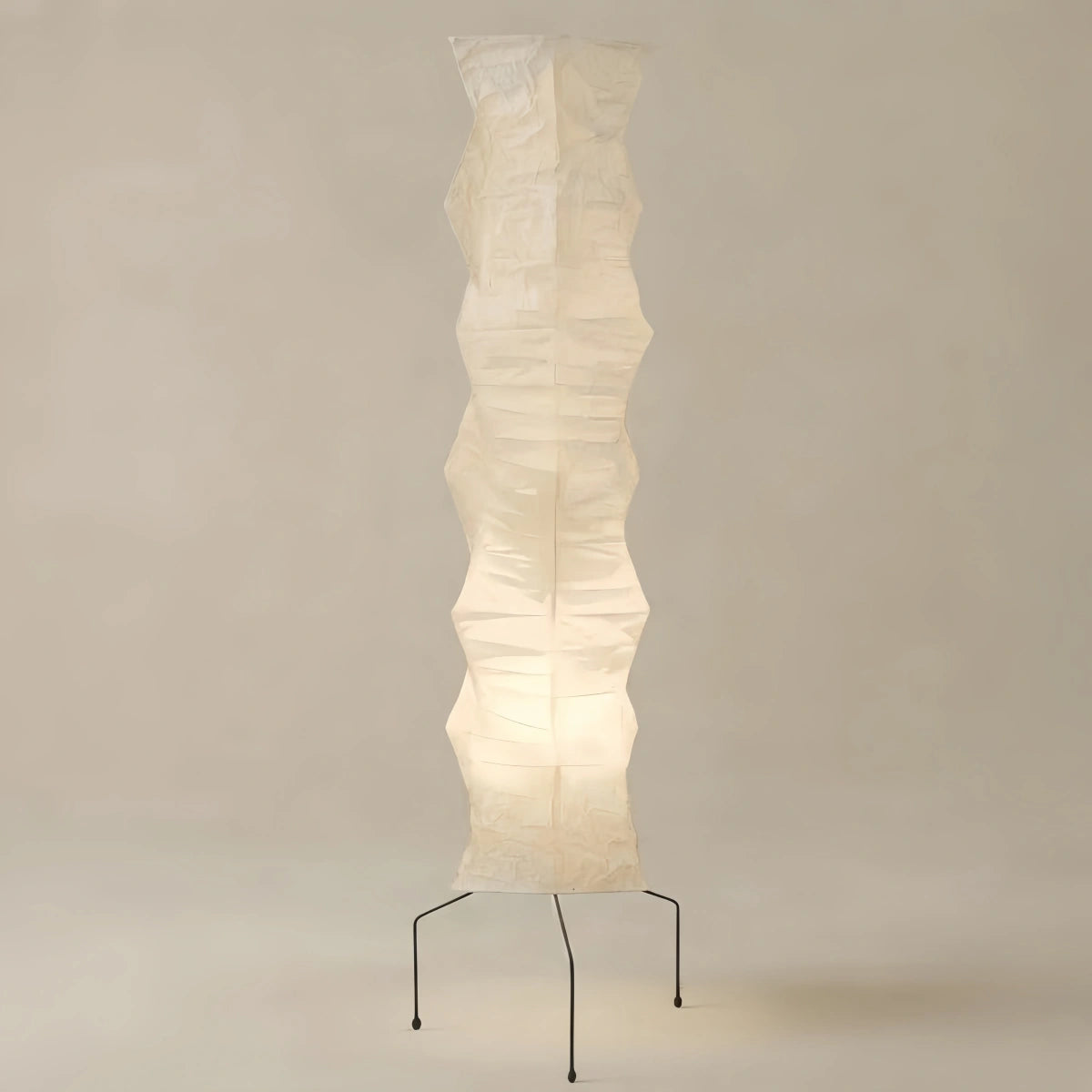 Japanese Floor Lamp -- Mulberry Paper & Metal Black for Living Room/ Bedroom