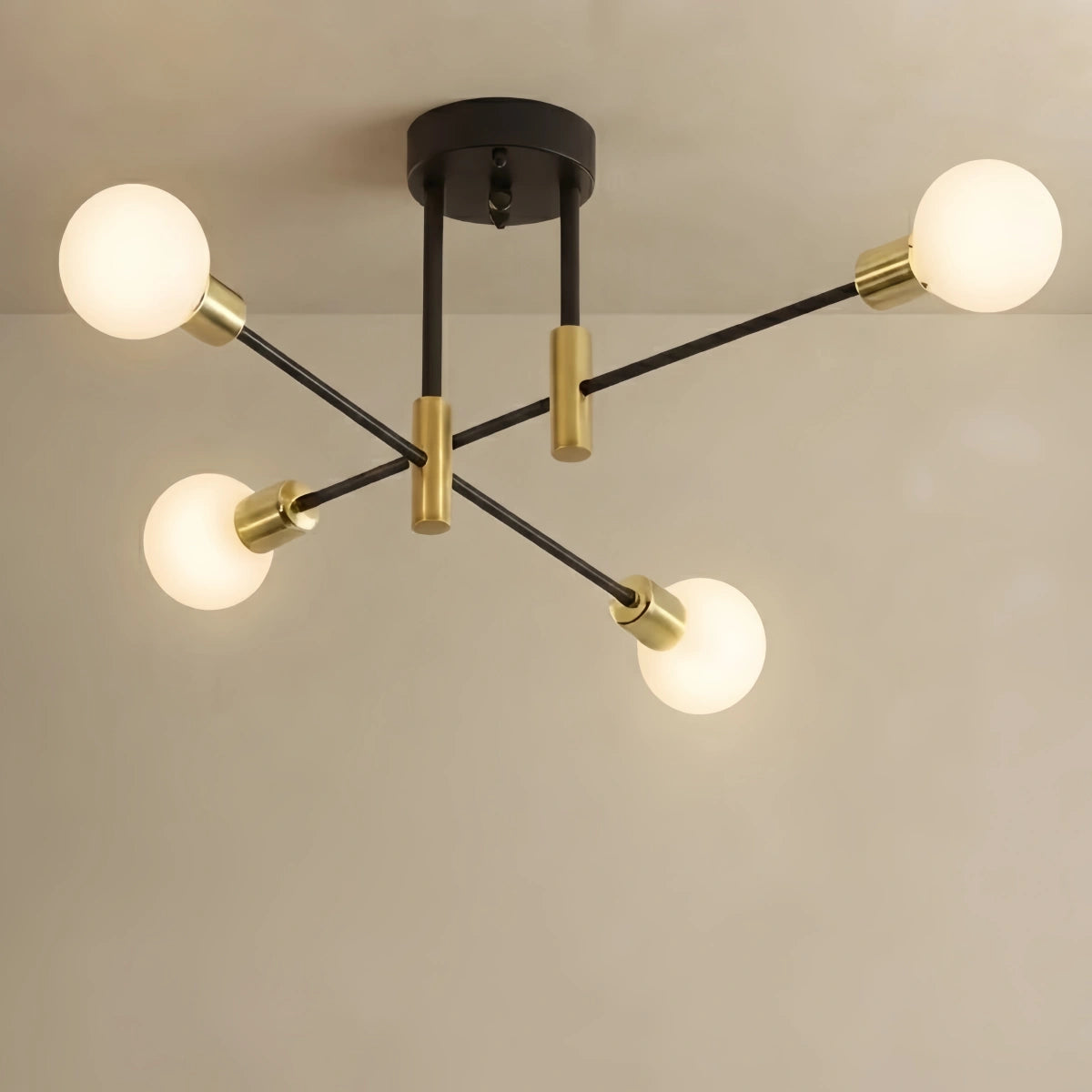 Nebula Modern Branching Chandelier – Black/Gold Metal Fixture 4/6/8 Heads