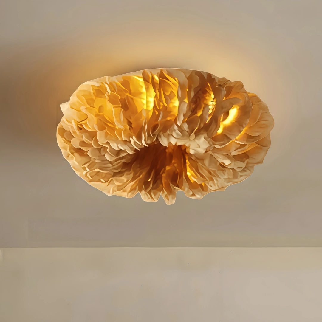 Lunara Art Deco Round Ceiling Light Art Feather — Yellow Bedroom
