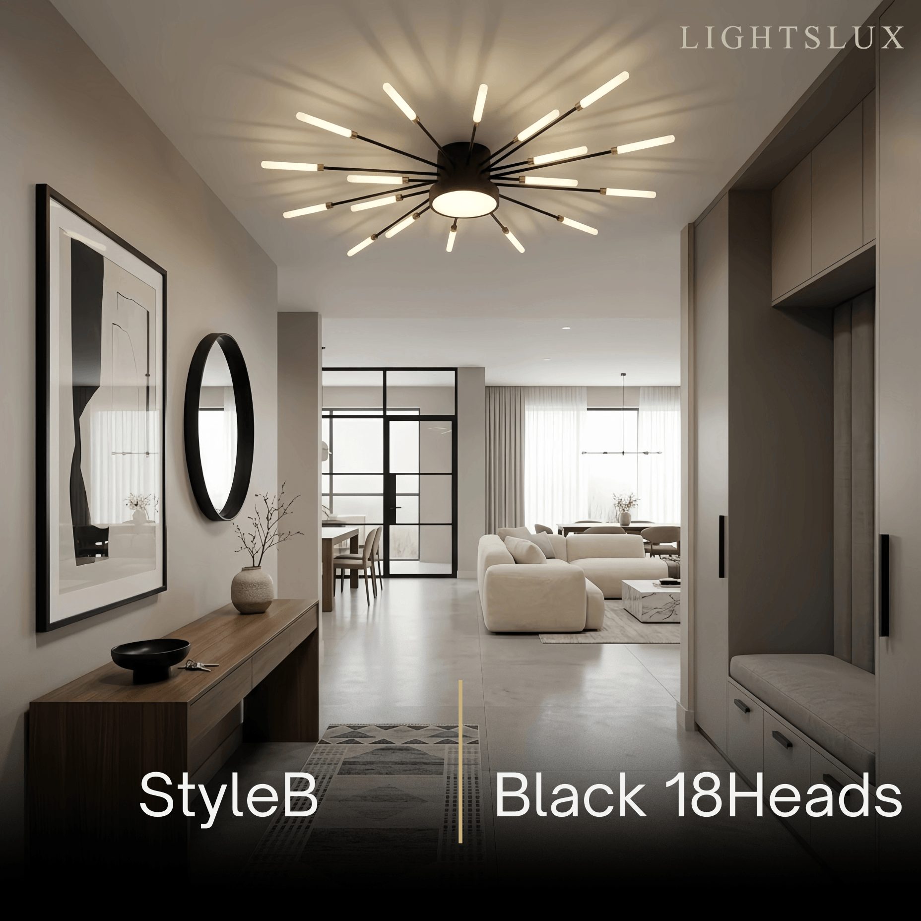 Nebula Modern Firework Ceiling Light – Gold/Black for Bedroom Dining Room Living Room
