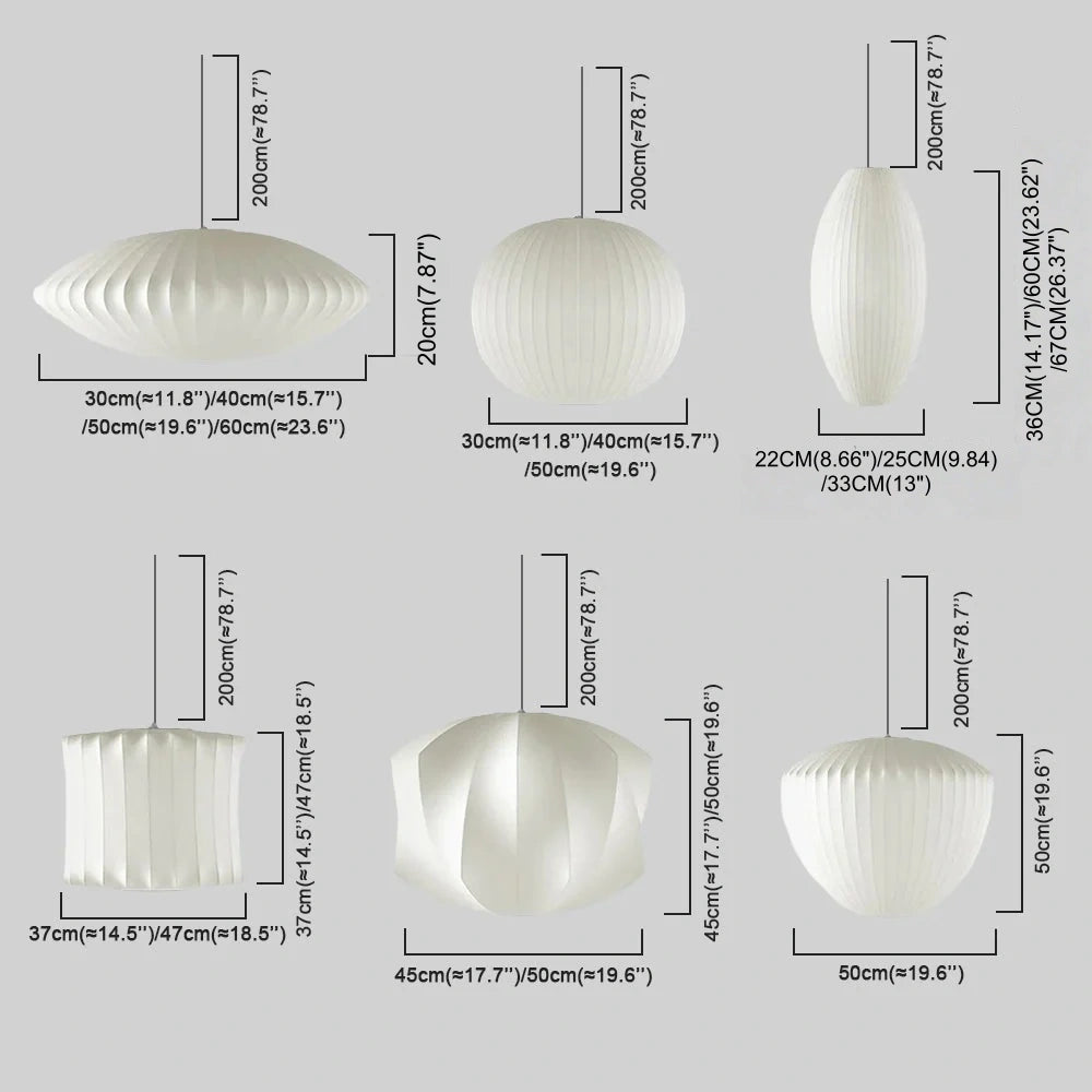Japandi wabi-sabi White Pendant Light - Metal Frame with Silk-inspired Shade