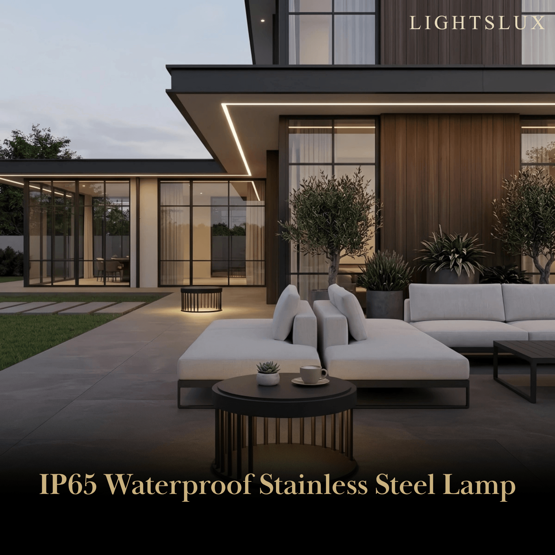 Minimalist Stainless Steel Outdoor Floor Lamp -- Black for Courtyard