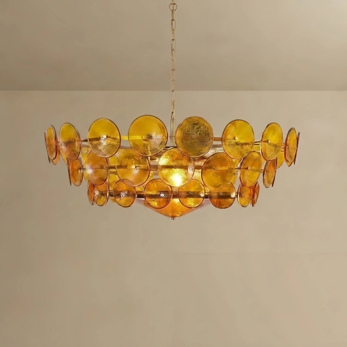Vetro Modern Glass Chandelier - Orange/Green/White for Dining Room
