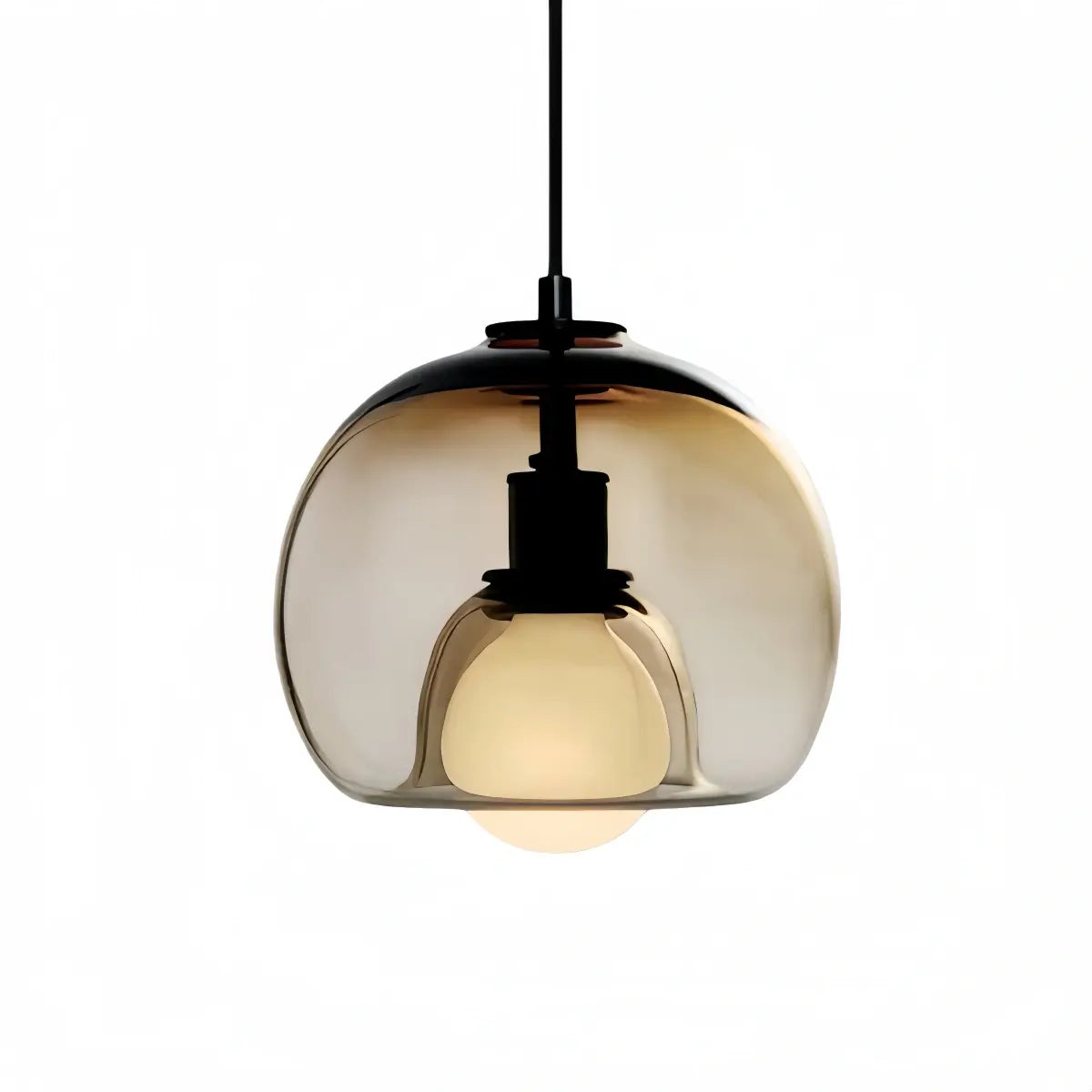 Minimalist Glass Pendant Light – Metal Clear Smoke Cognac