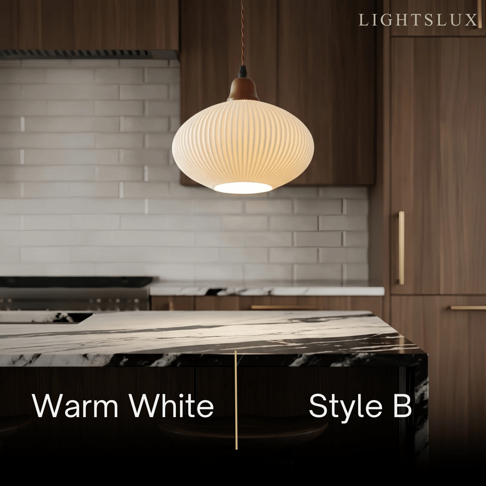 Contemporary Dome Pendant Light – Metal & Ceramic White