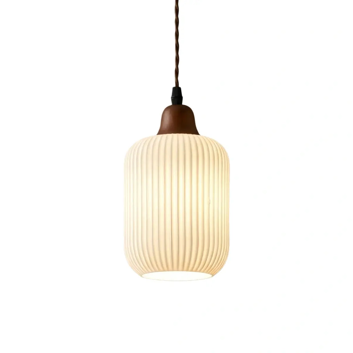 Contemporary Dome Pendant Light – Metal & Ceramic White