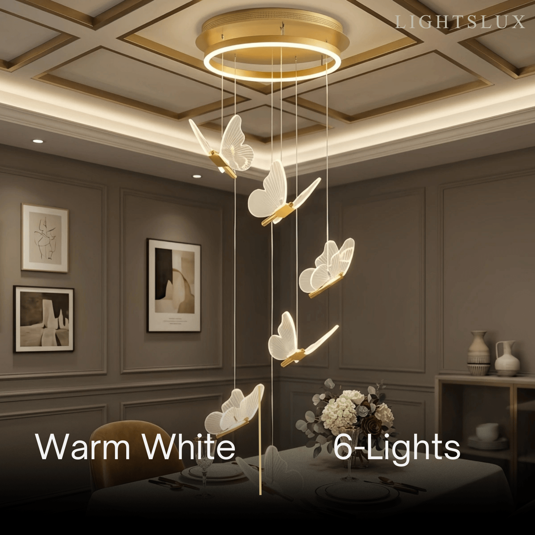 Modern Light‑Luxury Pendant Light — Metal & Acrylic with Butterfly Design