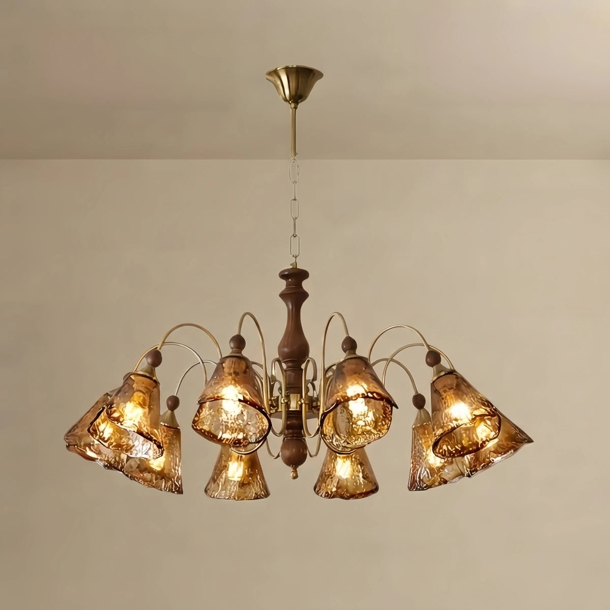 Irondale Vintage Multi-Light Ceiling Light — Metal with Copper & Walnut for Dining Room/Living Room