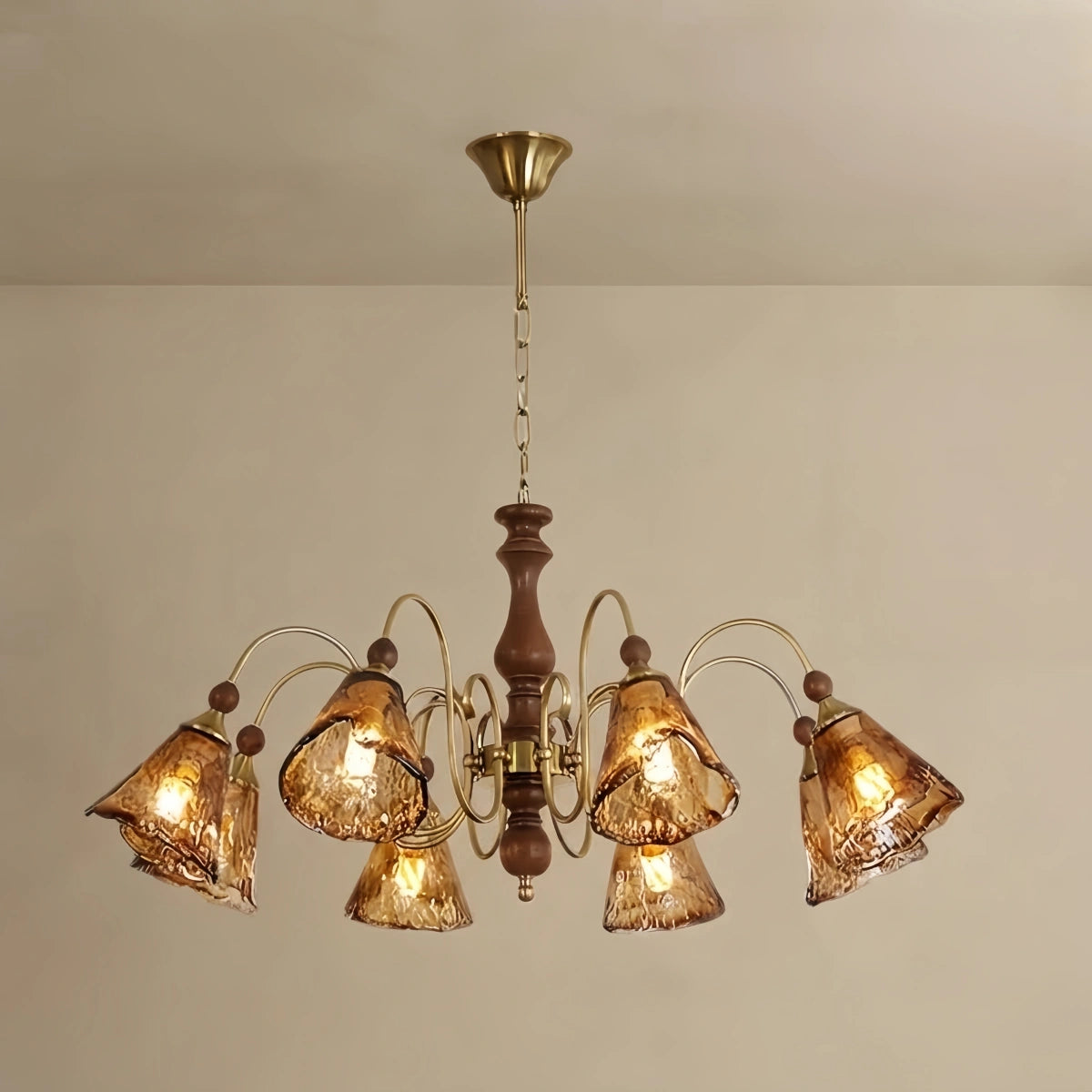 Irondale Vintage Multi-Light Ceiling Light — Metal with Copper & Walnut for Dining Room/Living Room