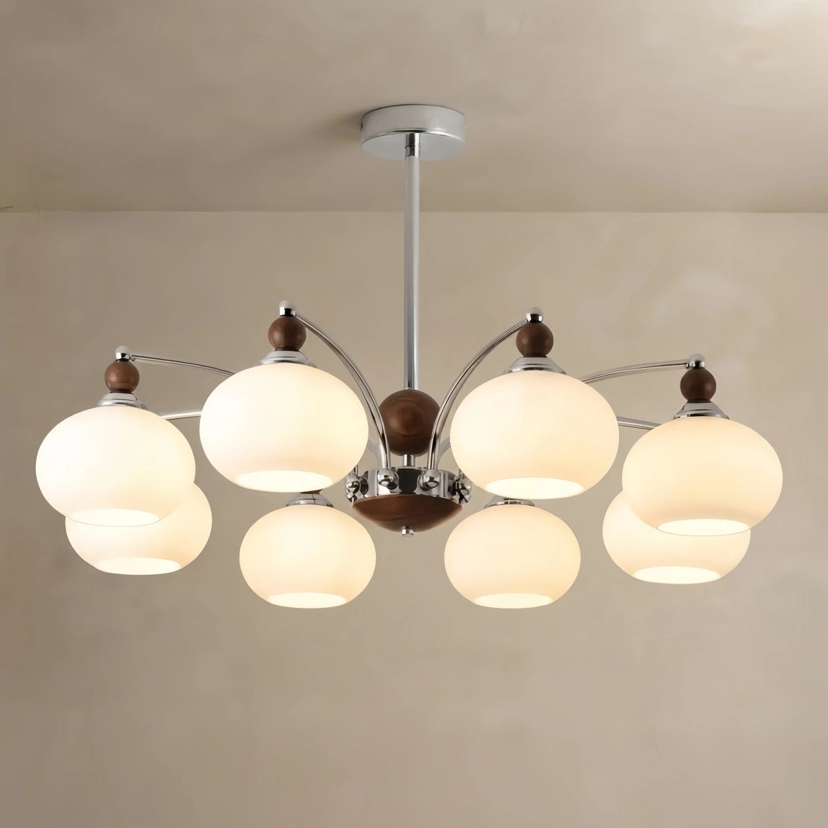 Contemporary Chandelier -- Glass & Iron & Wood for Dining Room