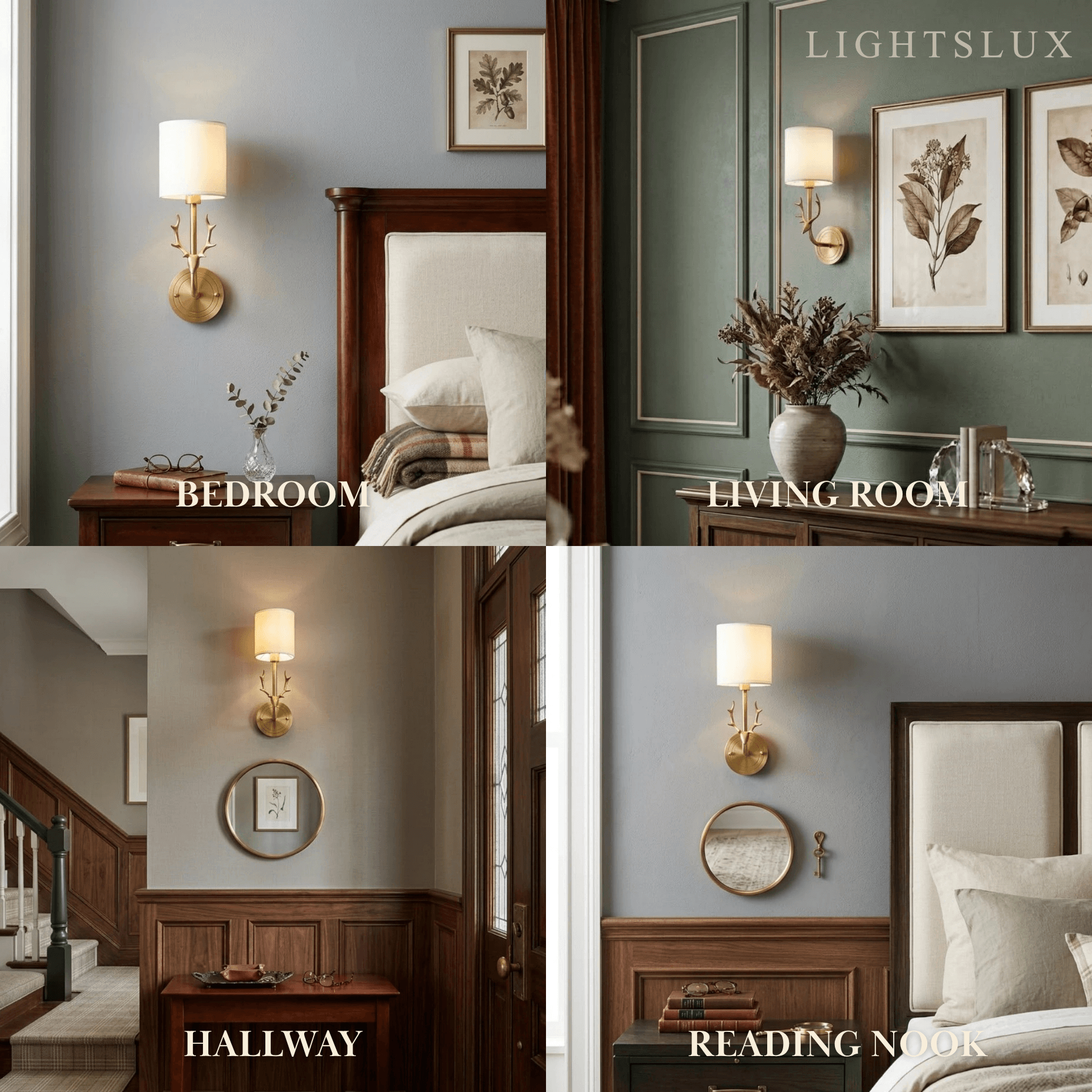 Art Deco Wall Lamp — Brass & Linen White