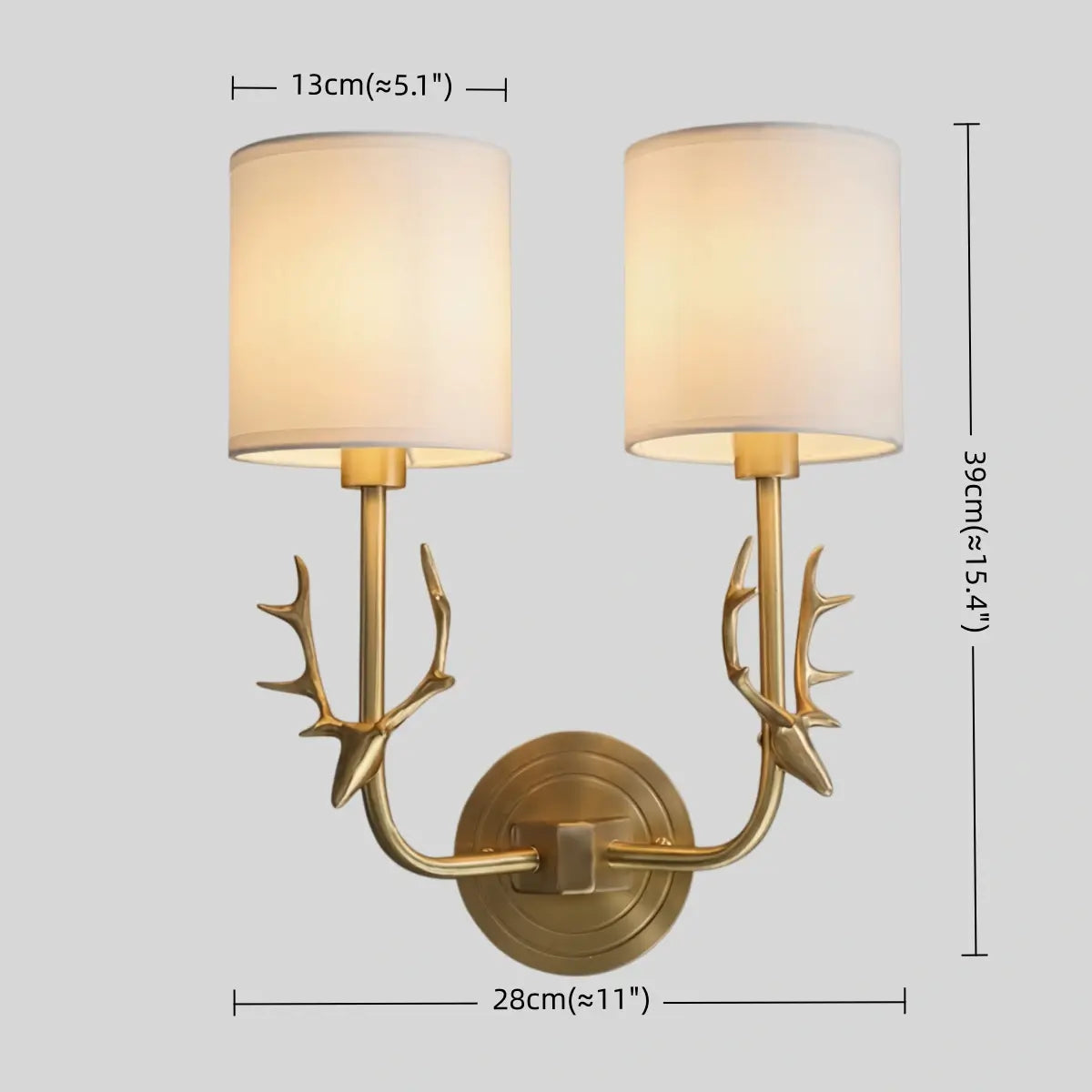 Art Deco Wall Lamp — Brass & Linen White