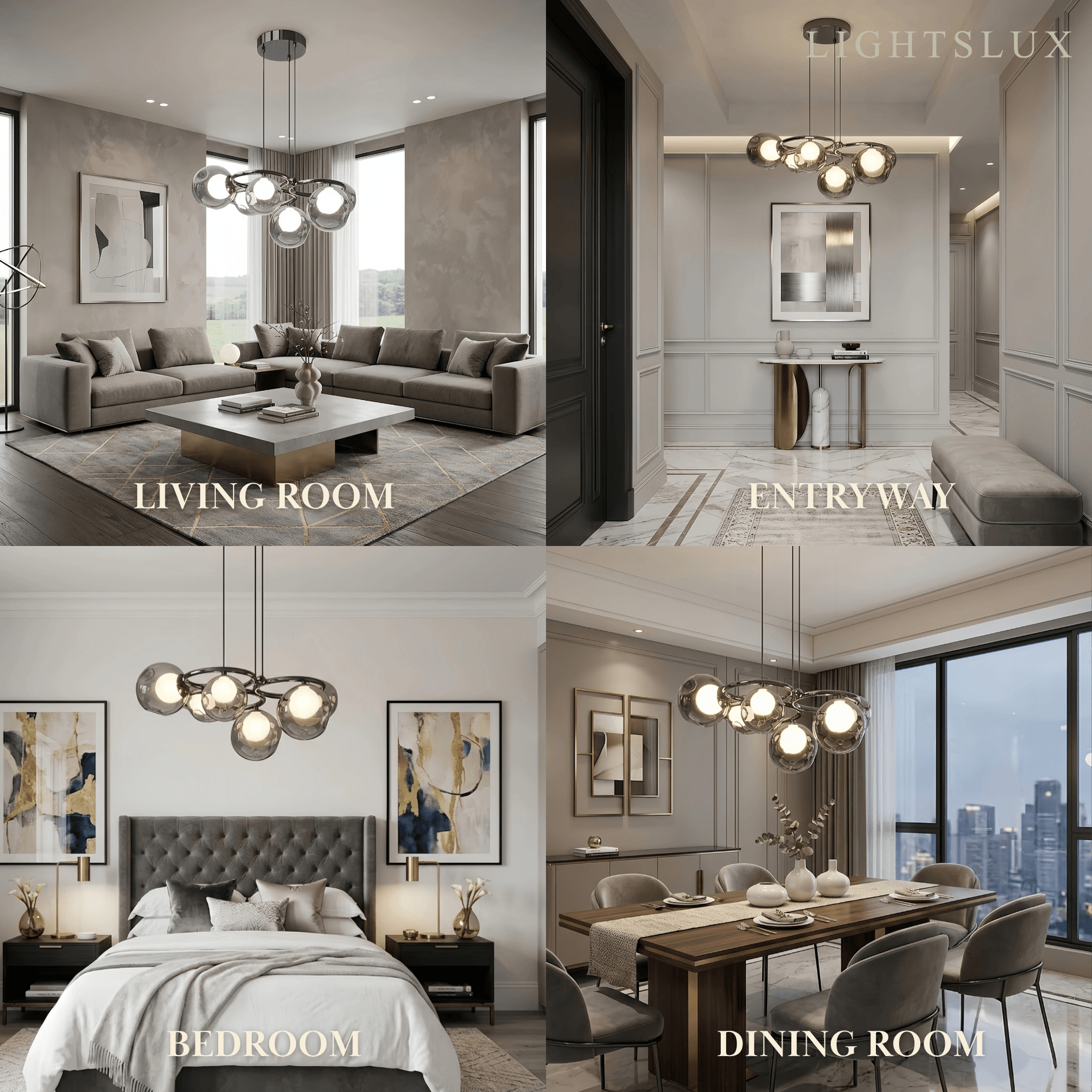 Modern Pendant Light — Iron & Glass Black Smoke Grey
