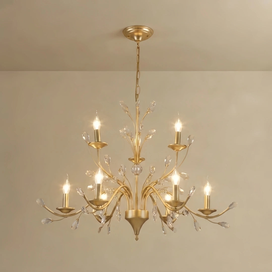 Chandelier – Gold Crystal for Living Room / Dining Room