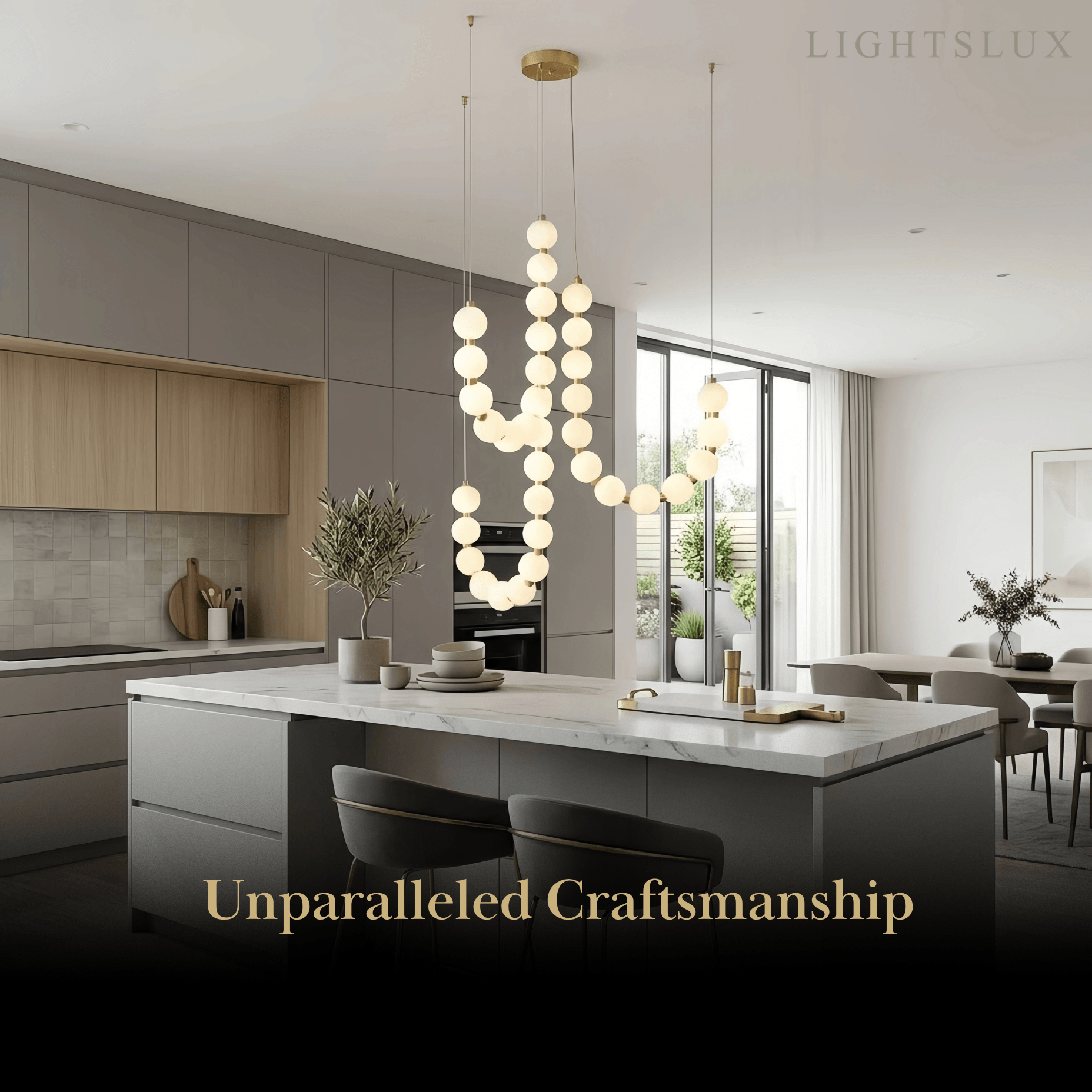 Elegant Chandelier — Brass & Acrylic White&Brass