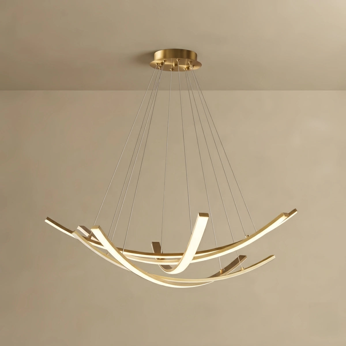 Arcato Modern Minimalist Chandelier — Brass Gold for Dining Room/Living Room