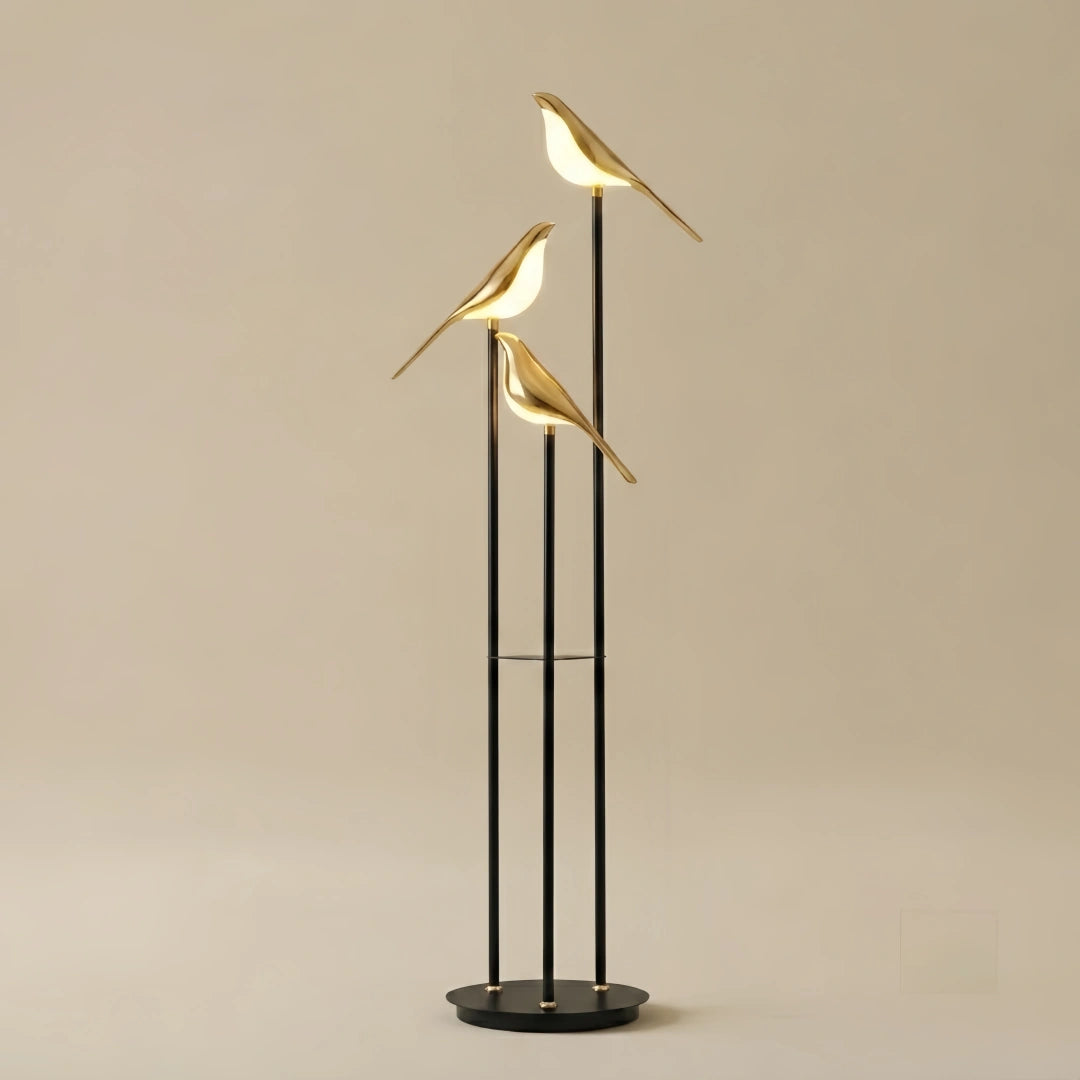 Velora Nordic Floor Lamp with Adjustable Heads -- Black & Gold Iron Acrylic for Living Room