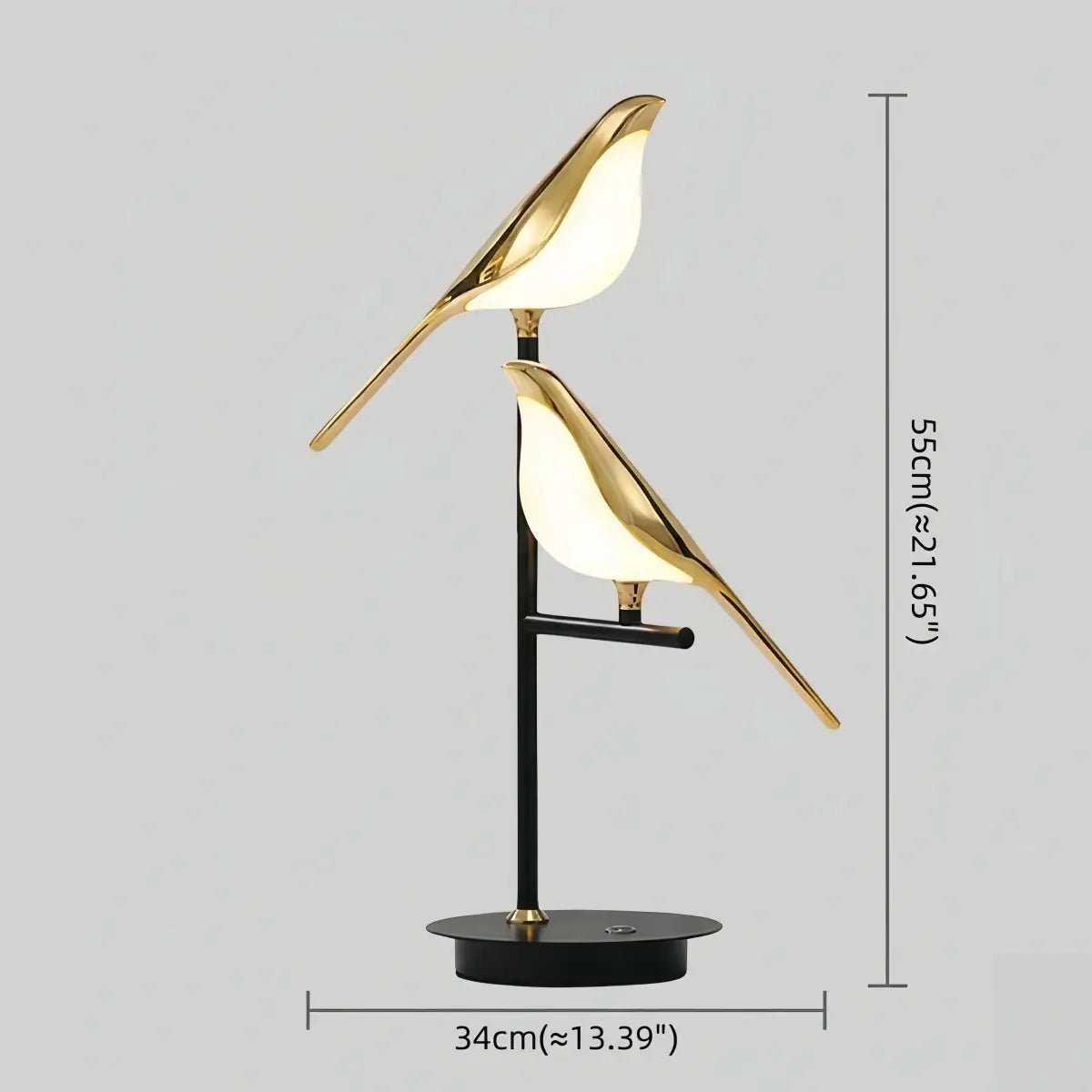 Modern Acrylic Bird Table Lamp -- Adjustable Black & Gold