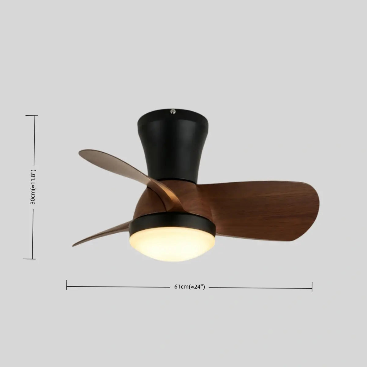 Modern Ceiling Fan Light with LED -- Walnut Wood & Black