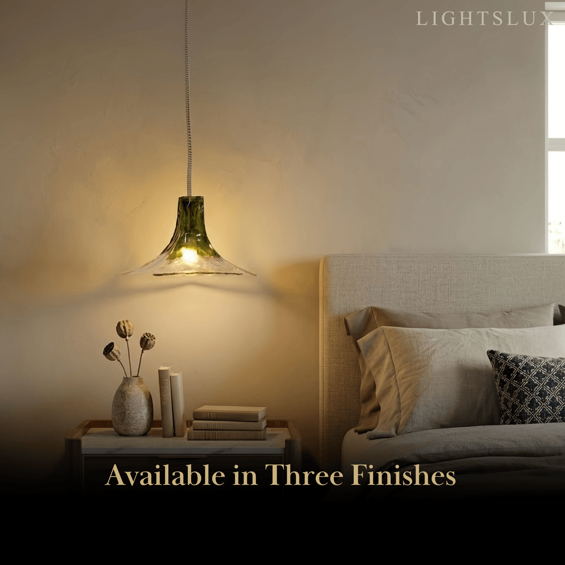 Modern Flower Glass Pendant Light -- White/Green/Smoked