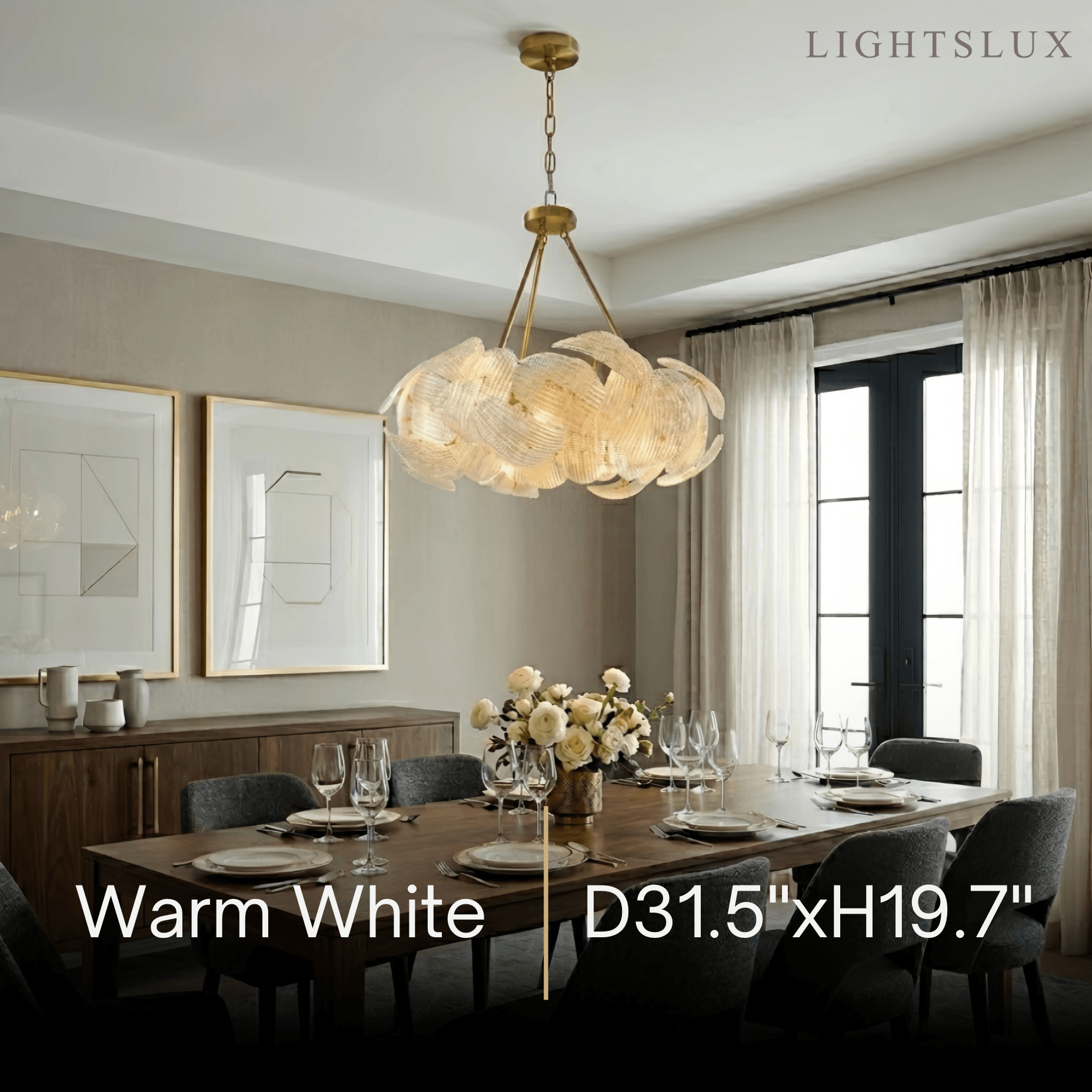 Elegant Petal Glass Chandelier -- Round or Linear