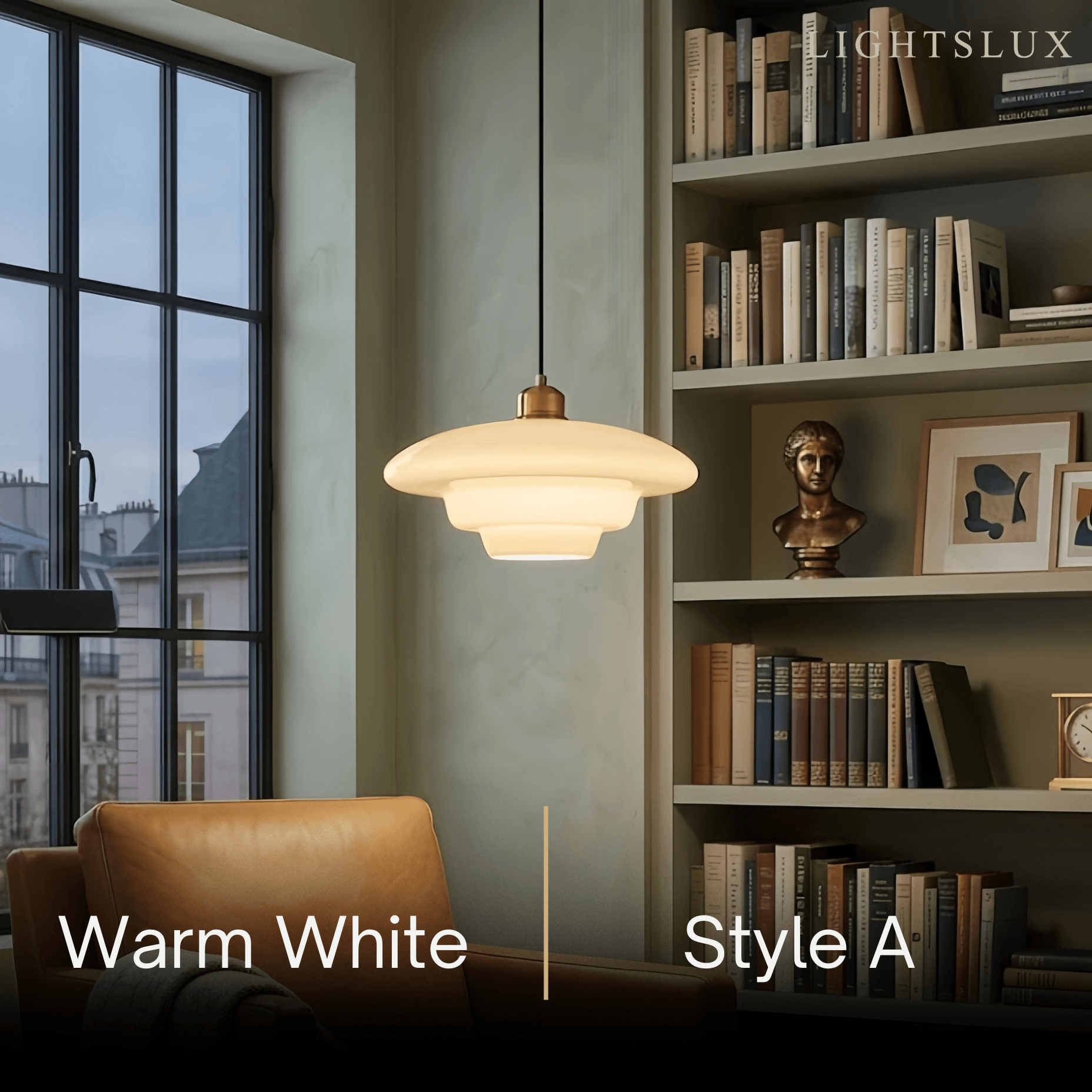 Minimalist Milk Glass Dome Pendant Light -- Frosted White