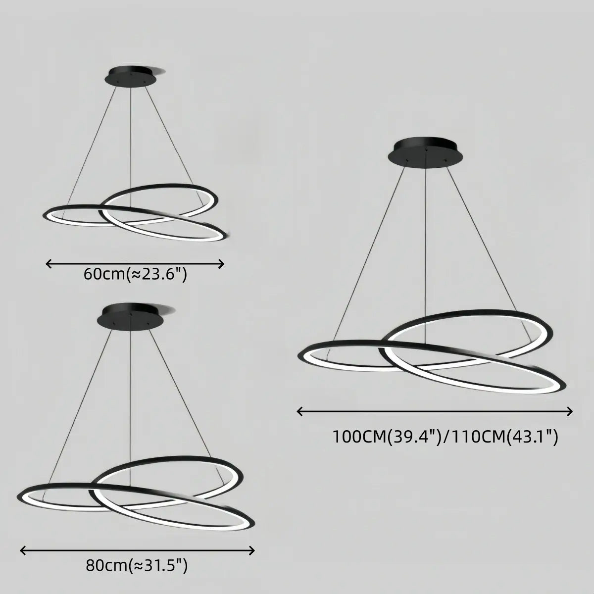 Arcato Nordic Swirl Chandelier – Black Metal Sculptural Design for Living Room / Dining Room