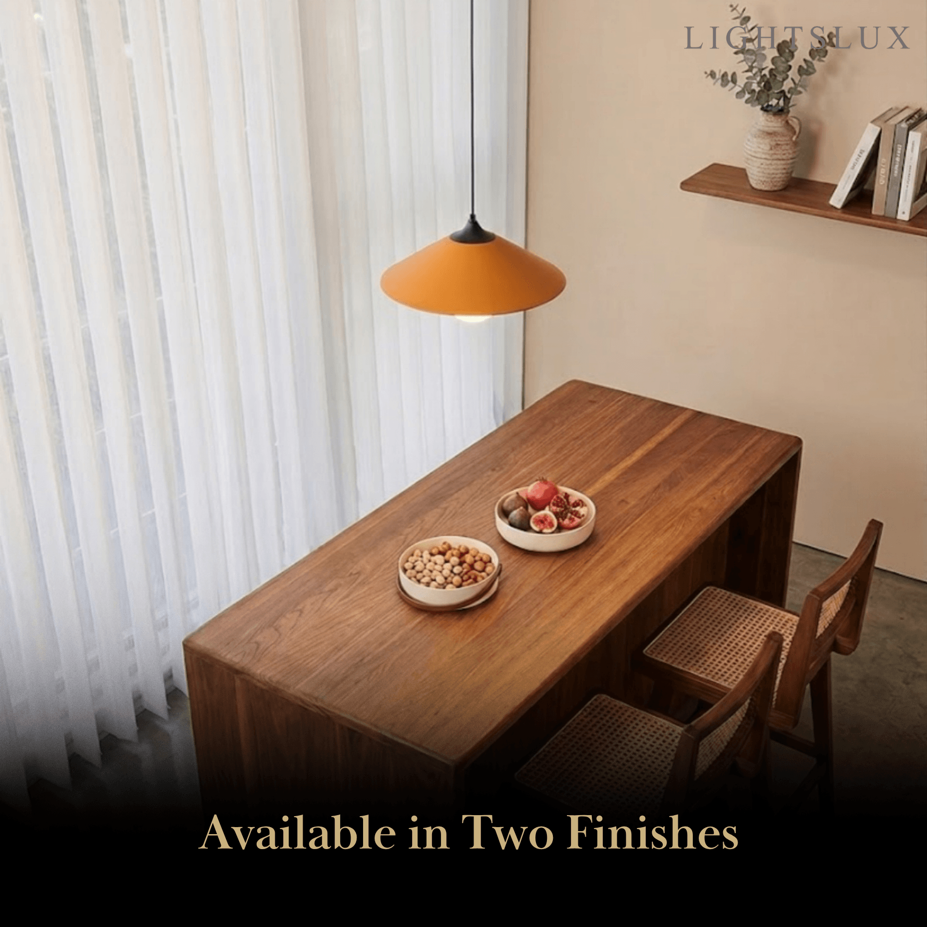 Modern Cone Pendant Light -- Leather Orange