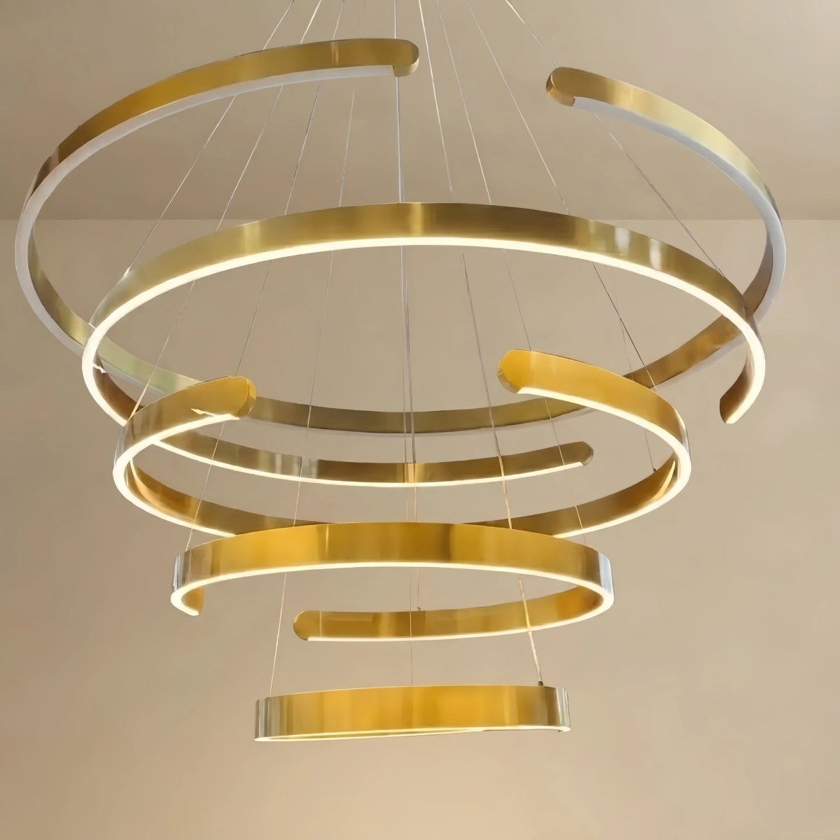 Vivara Modern Tiered Circular Chandelier – Gold Metal for Living Room