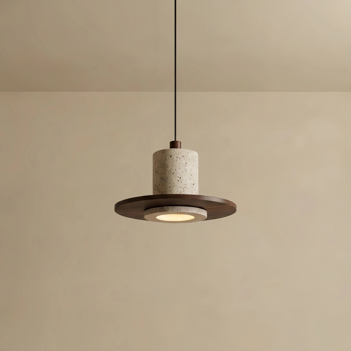 Strata Natural Travertine Pendant Light -- Beige Walnut for Dining Room Kitchen Island Living Room