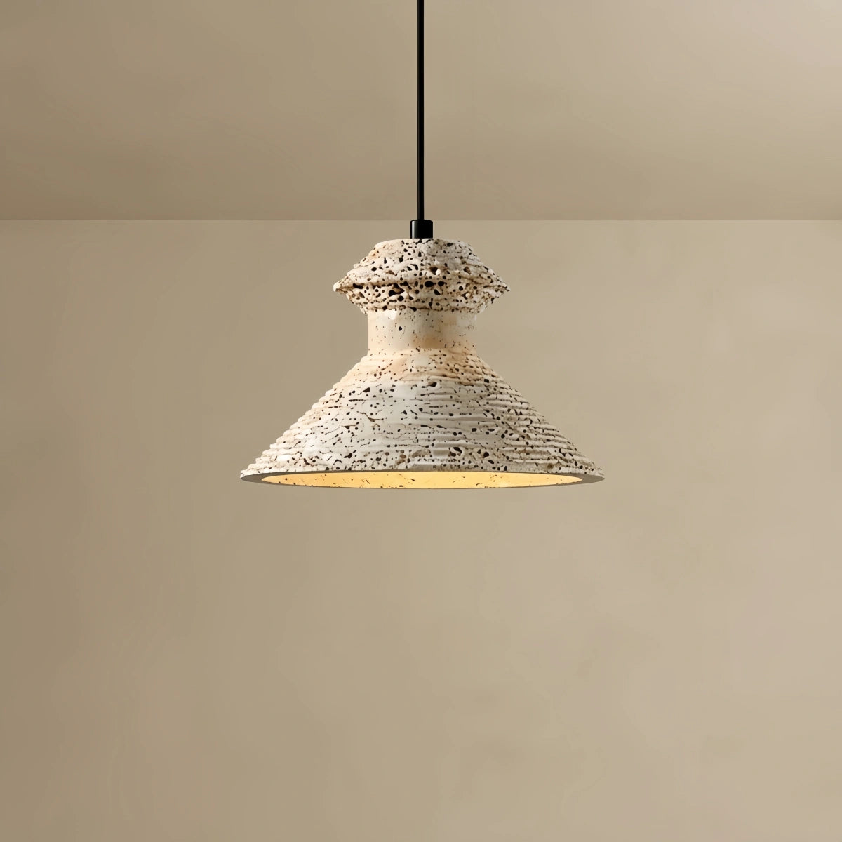 Travertine Pendant Light - Yellow Stone for Kitchen Island, Dining Room and Bedroom