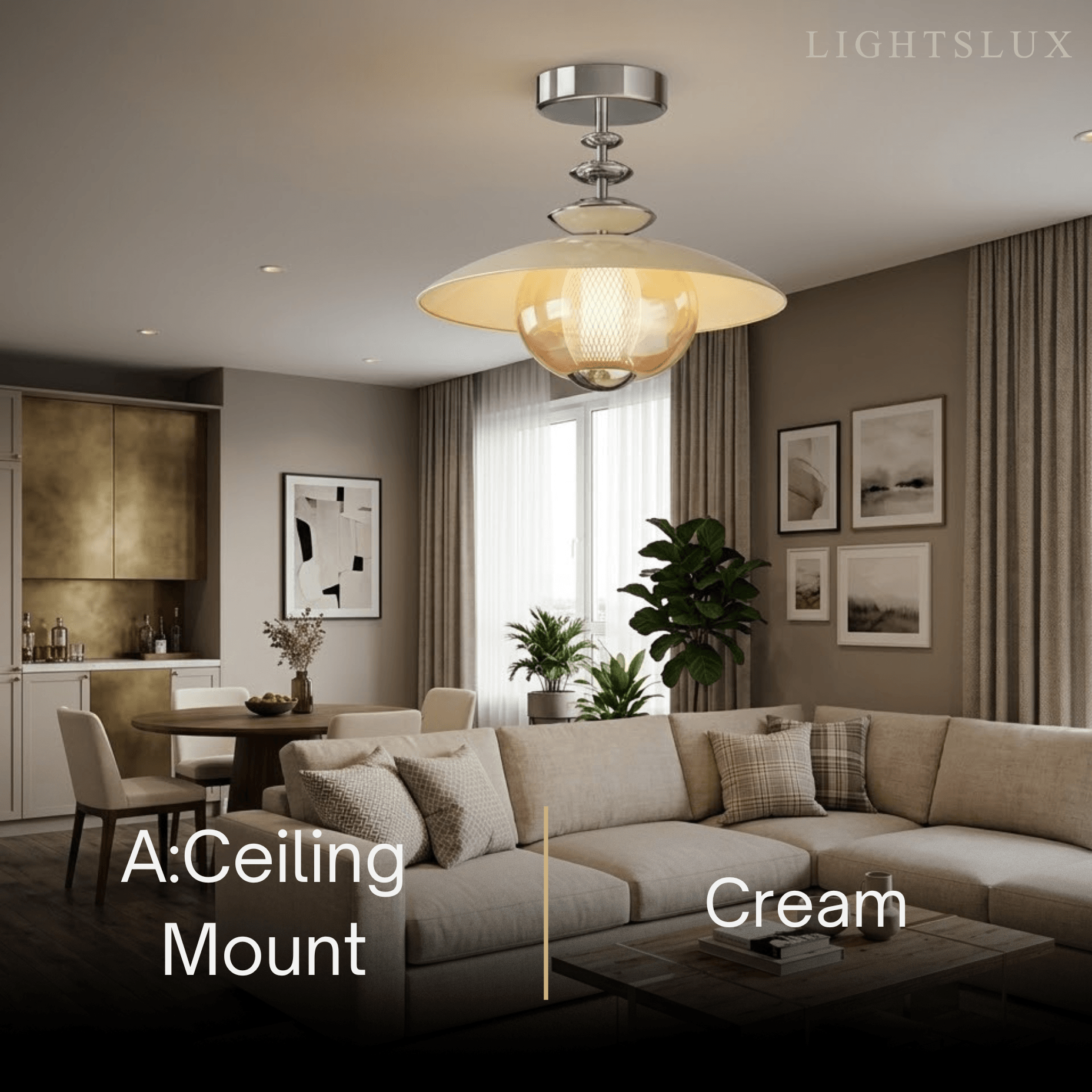 Irondale Vintage French Cream Ceiling Light -- Glass & Iron for Hallway