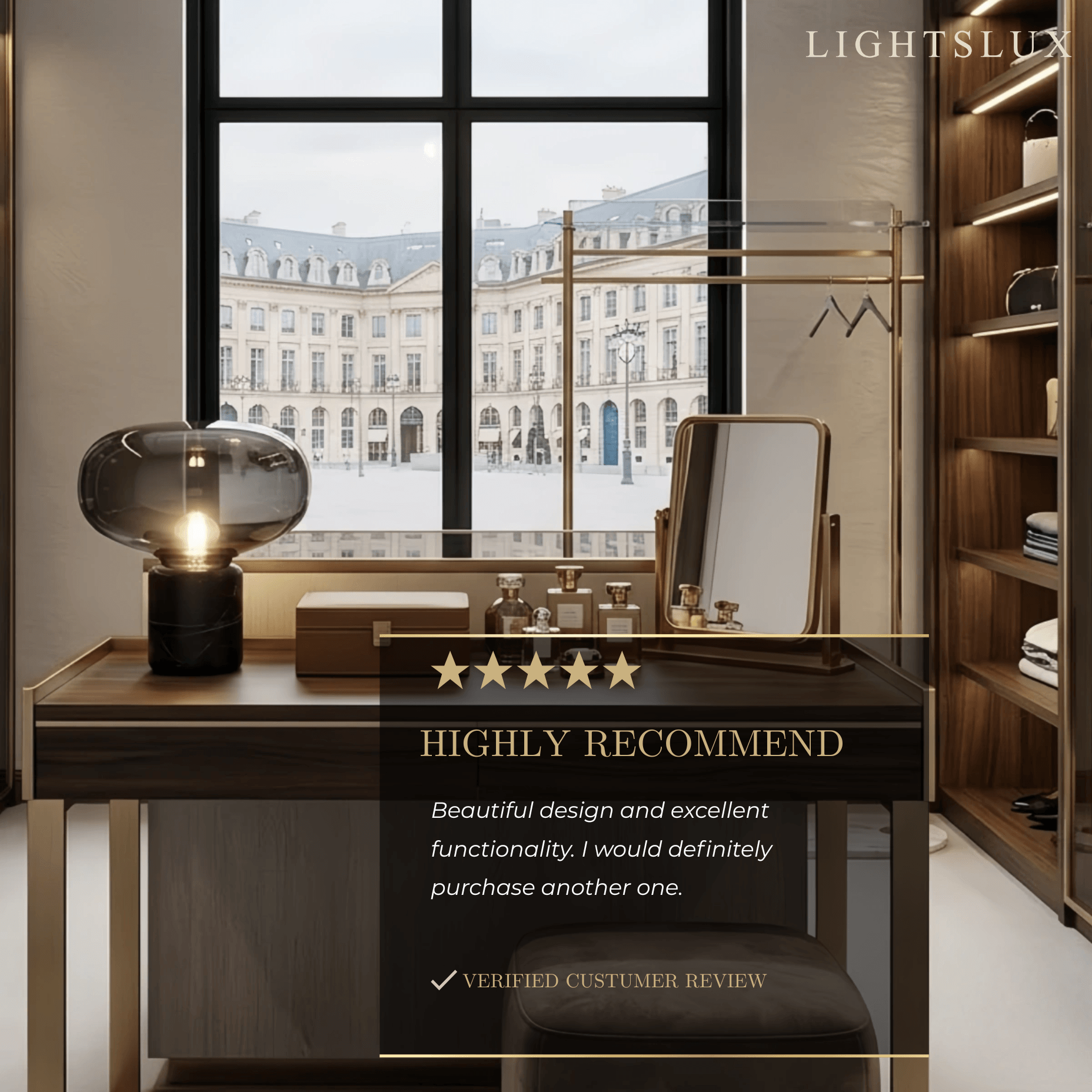 Luxury Table Lamp – Smoke Grey or Amber for Bedroom