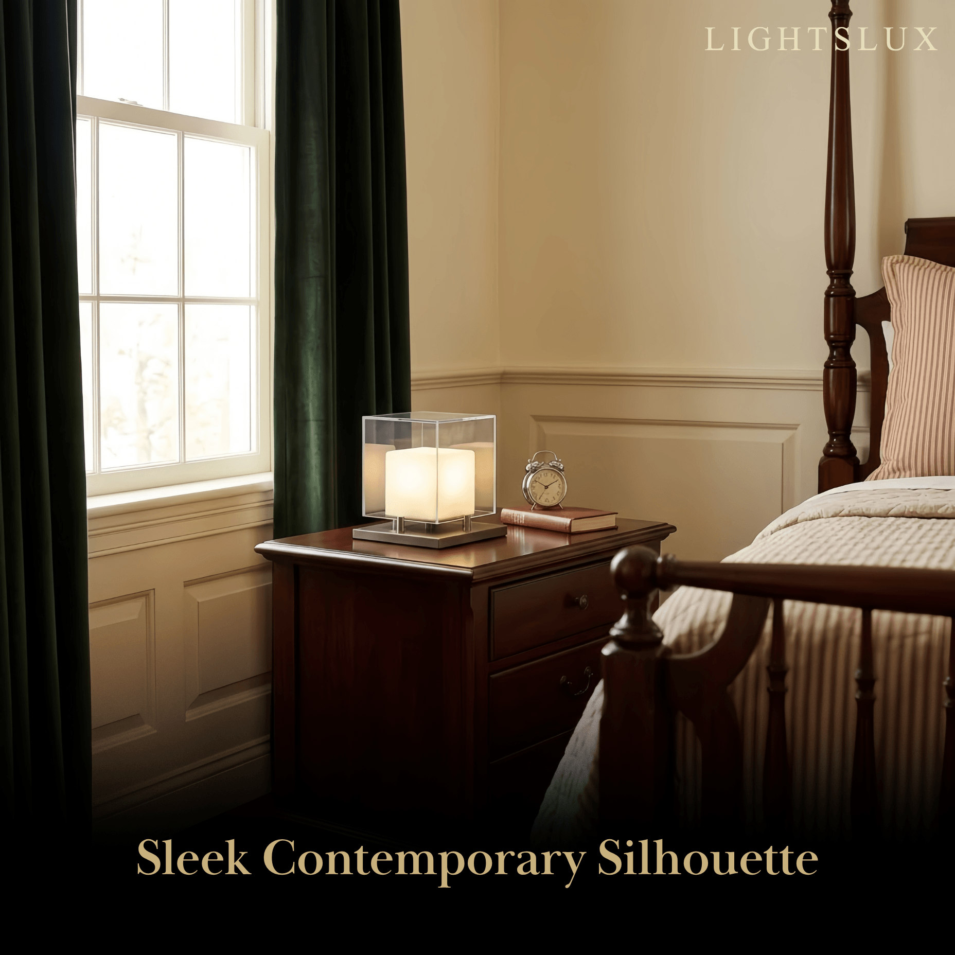 Alba Designer Table Lamp -- Glass & Alabaster with Stainless Steel for Bedroom