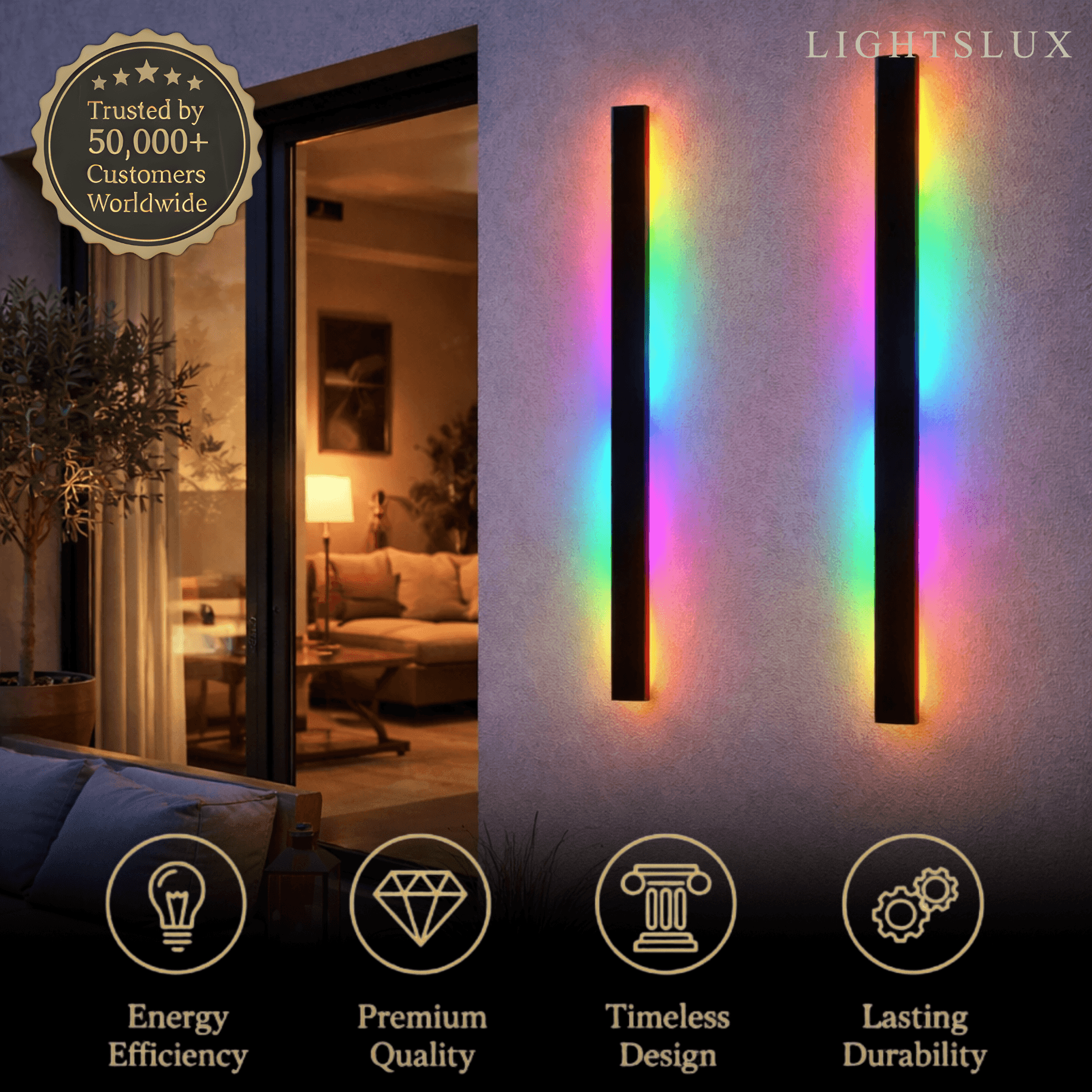 Arcato Minimalist Wall Lamp – Waterproof Linear for Outdoor(RGB)