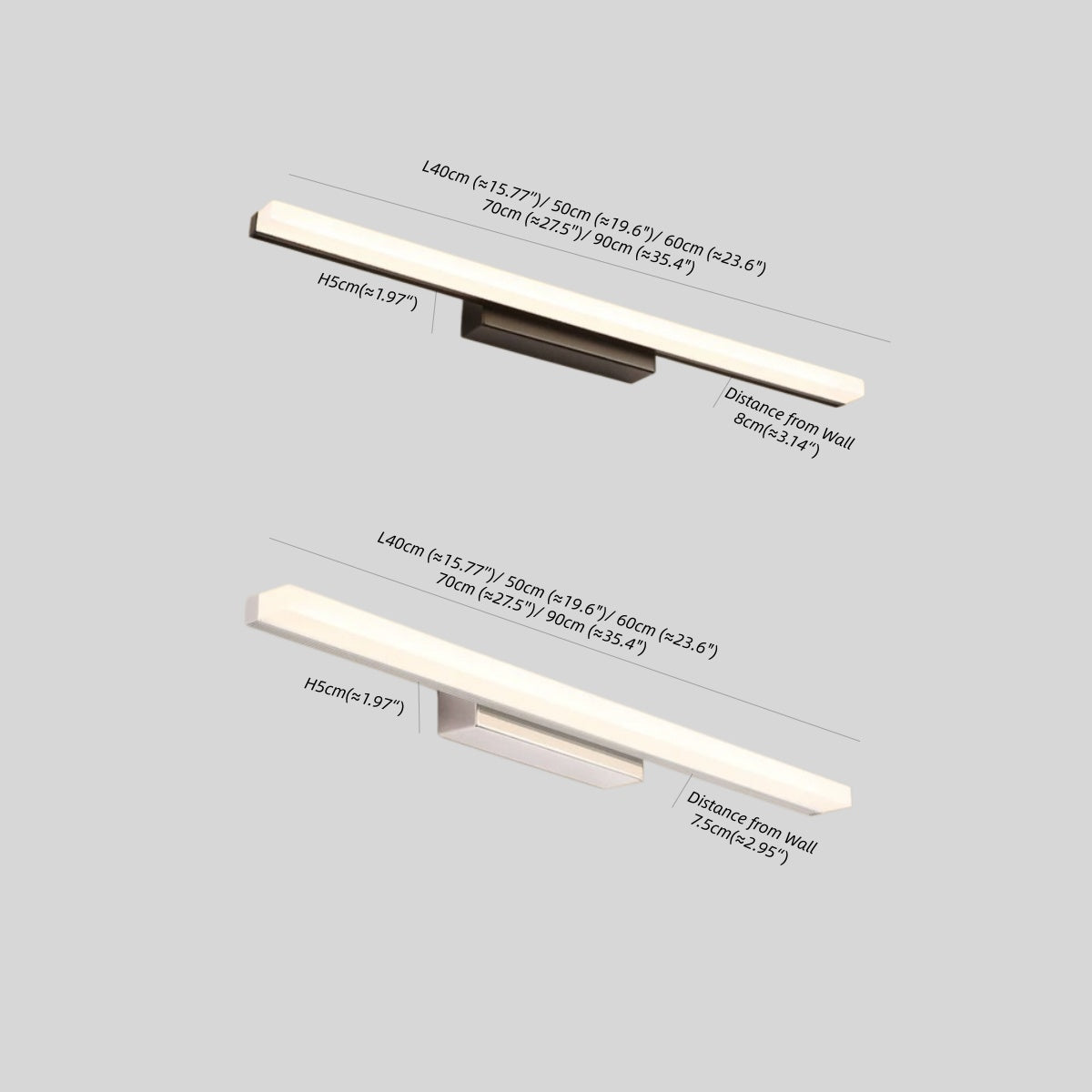 Arcato Minimalist Linear Vanity Wall Lamp – IP44 Metal in Black/Chrome Bathroom