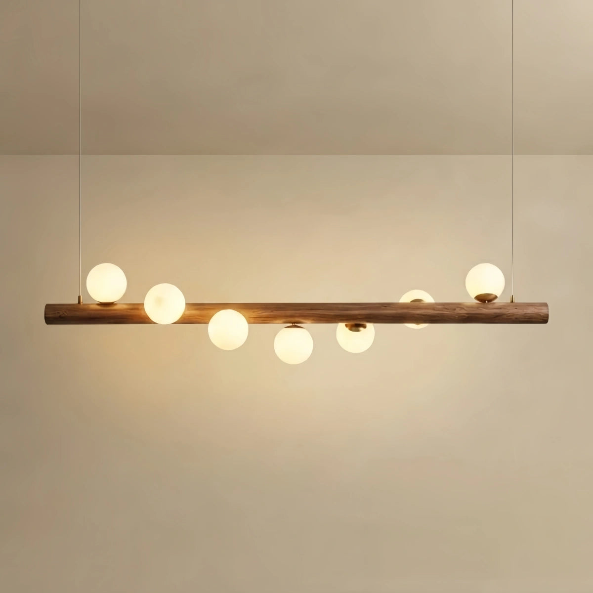 Nebula Modern Linear Pendant Light - Walnut/Wood Glass for Kitchen Island