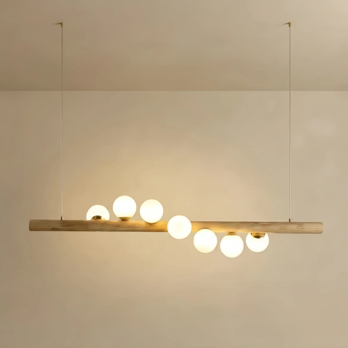 Nebula Modern Linear Pendant Light - Walnut/Wood Glass for Kitchen Island