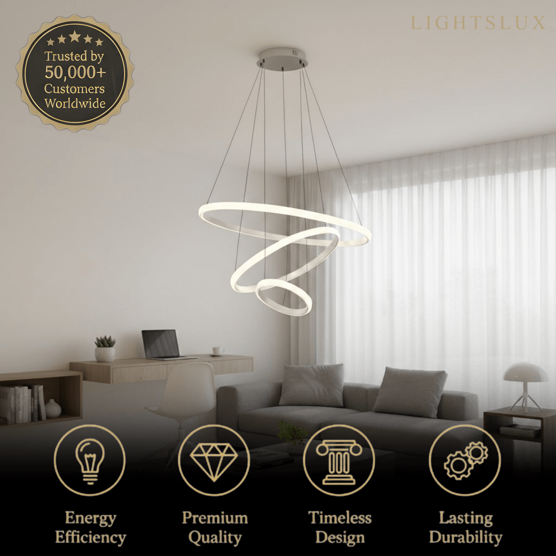 Velora Modern Metal Ring Pendant Light – Fixture for Living