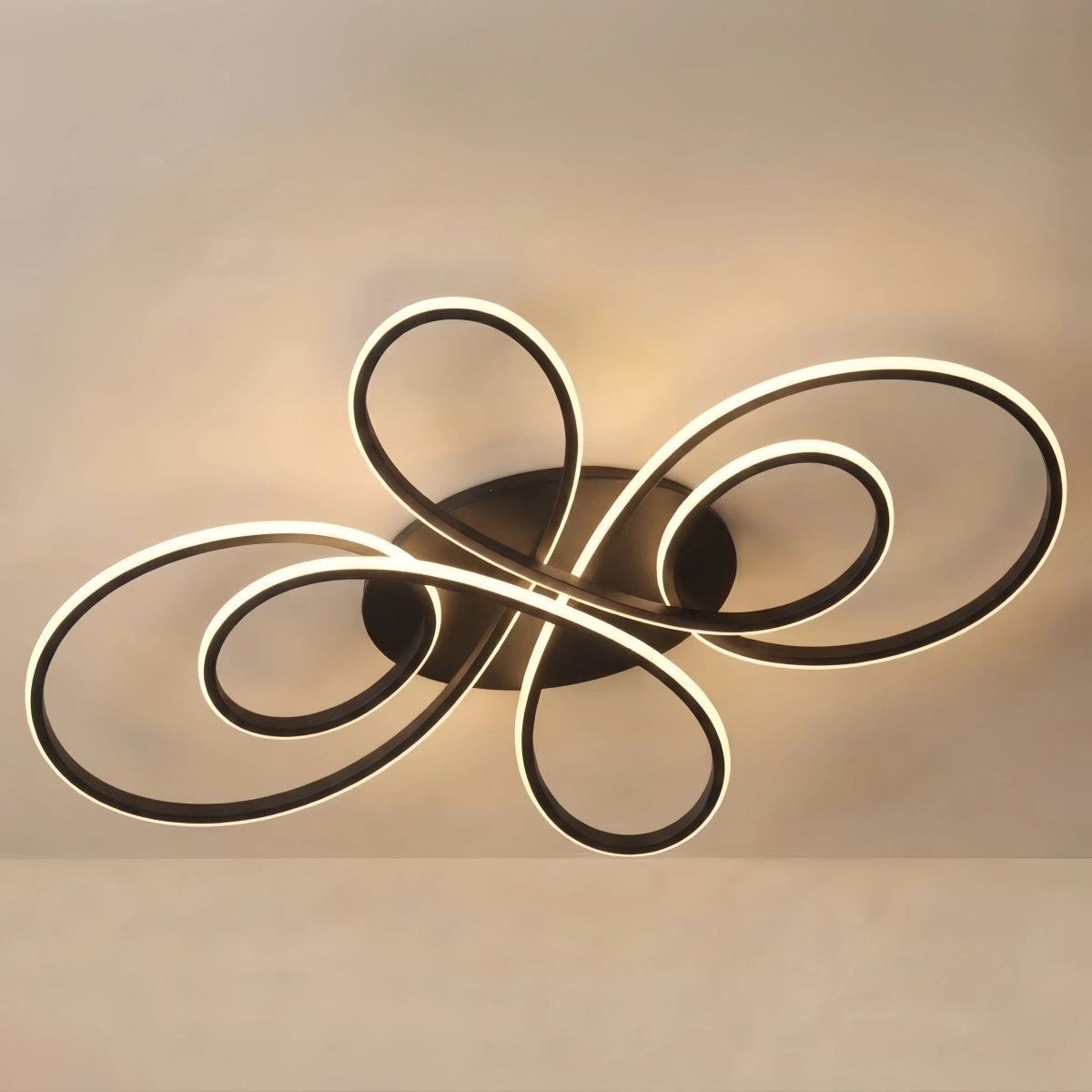 Ceiling Light - White/Black Metal Fixture for Living Room