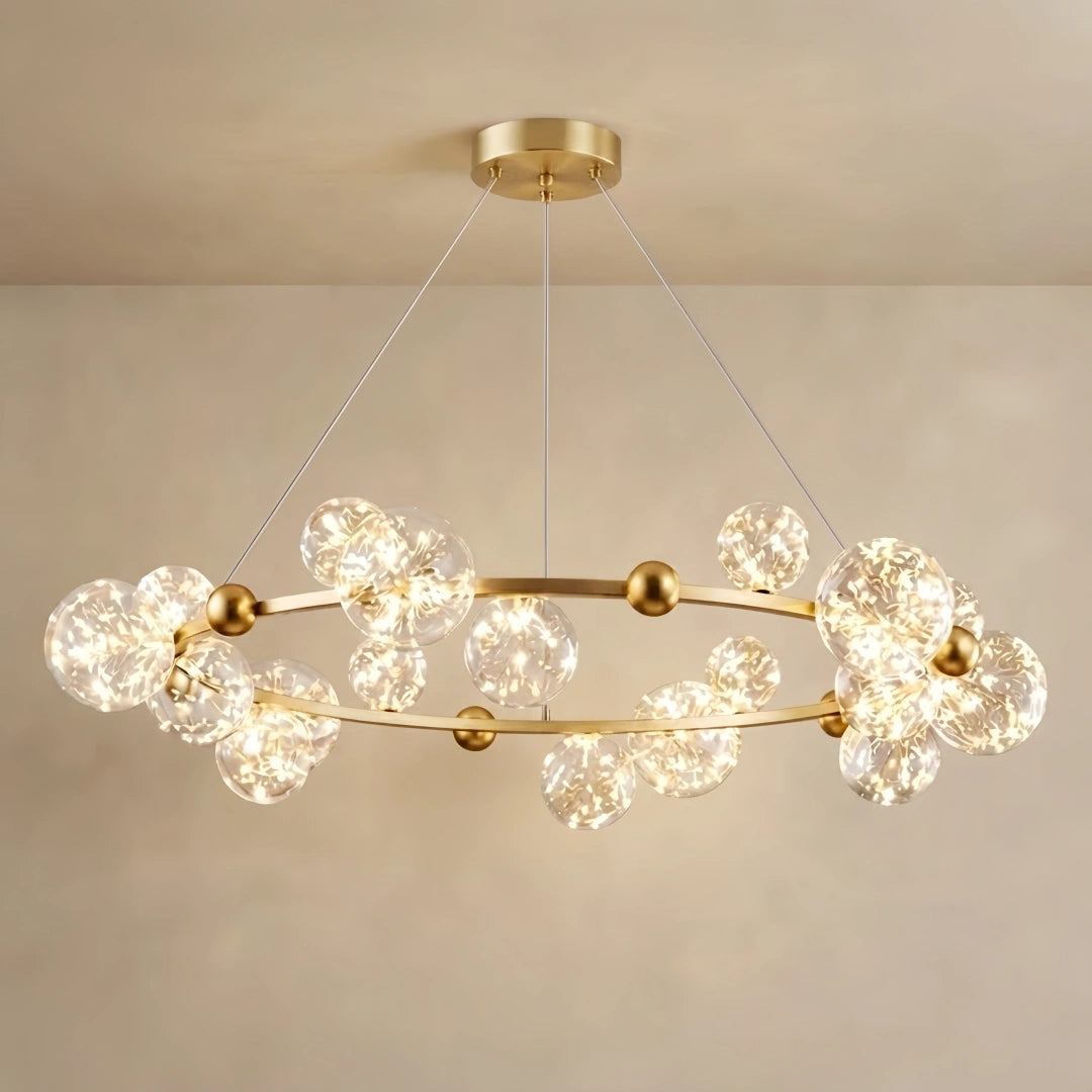 Chandelier – Gold/Black Metal with Clear Crystal Glass for Kitchen