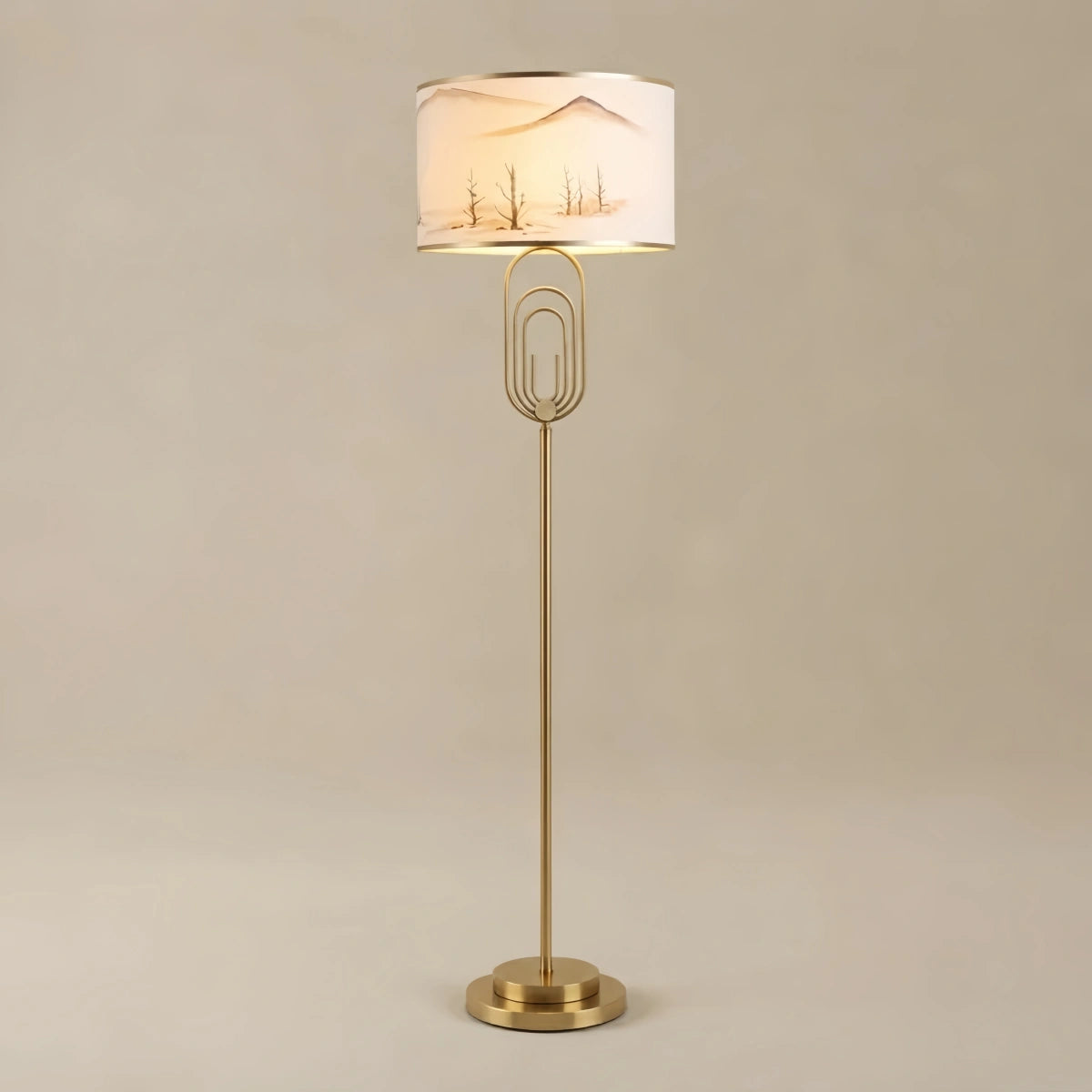 WV344Vivara Modern Gold Floor/Table Lamp - Metal Frame with Fabric Living Room/Bedroom