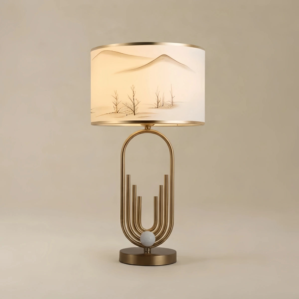 WV344Vivara Modern Gold Floor/Table Lamp - Metal Frame with Fabric Living Room/Bedroom