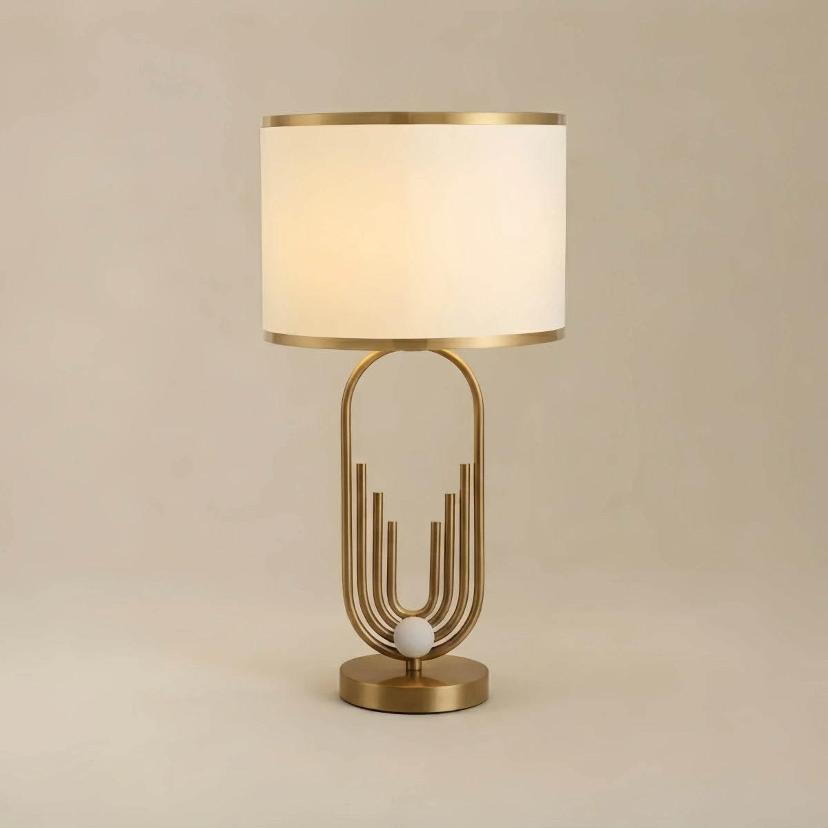 WV344Vivara Modern Gold Floor/Table Lamp - Metal Frame with Fabric Living Room/Bedroom